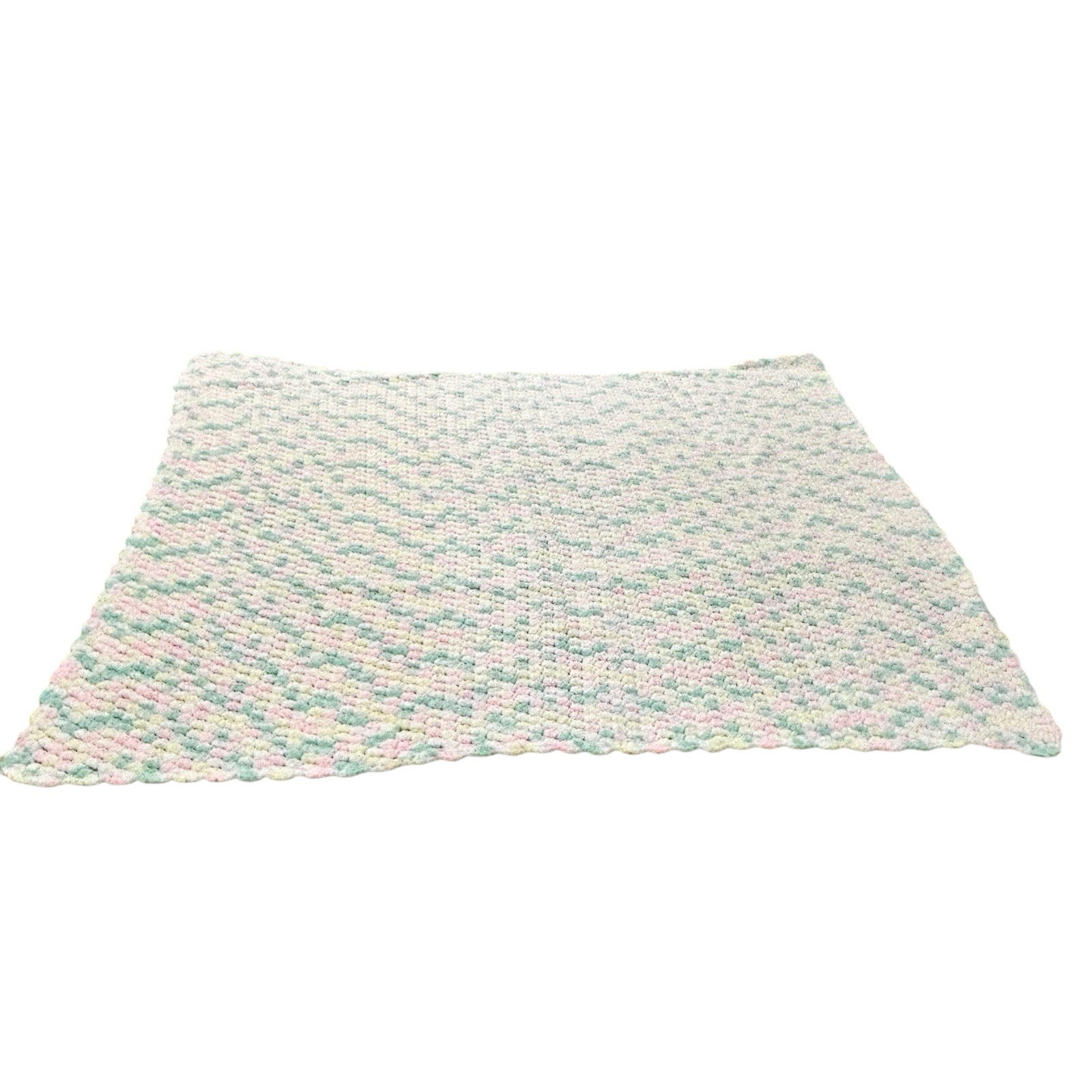 Vintage Handmade Unisex Girl Boy Baby Afghan Blanket 46″ x 43” Bubble Dots