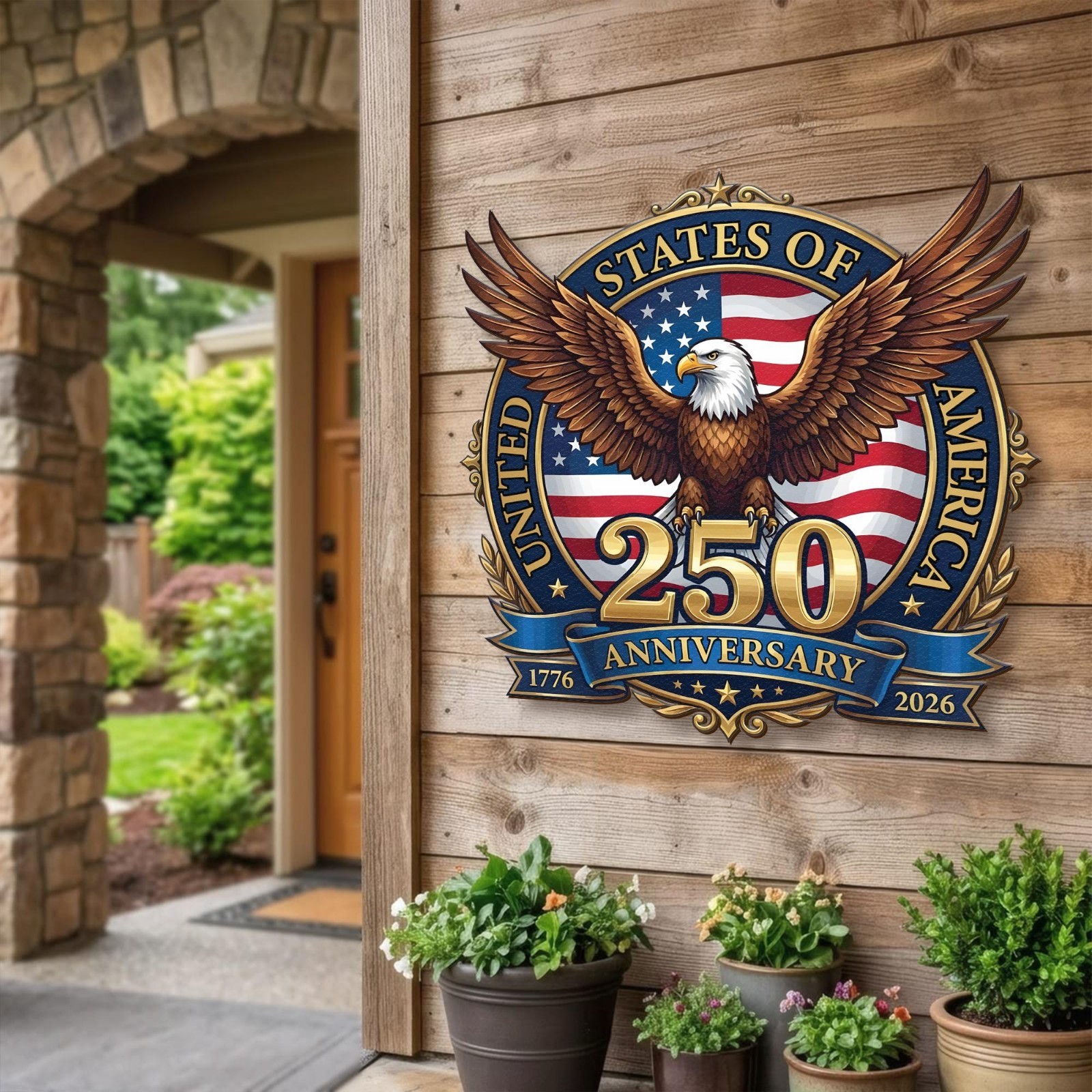 America 250th Anniversary Metal Sign Patriotic USA Flag Independence Wall Decor