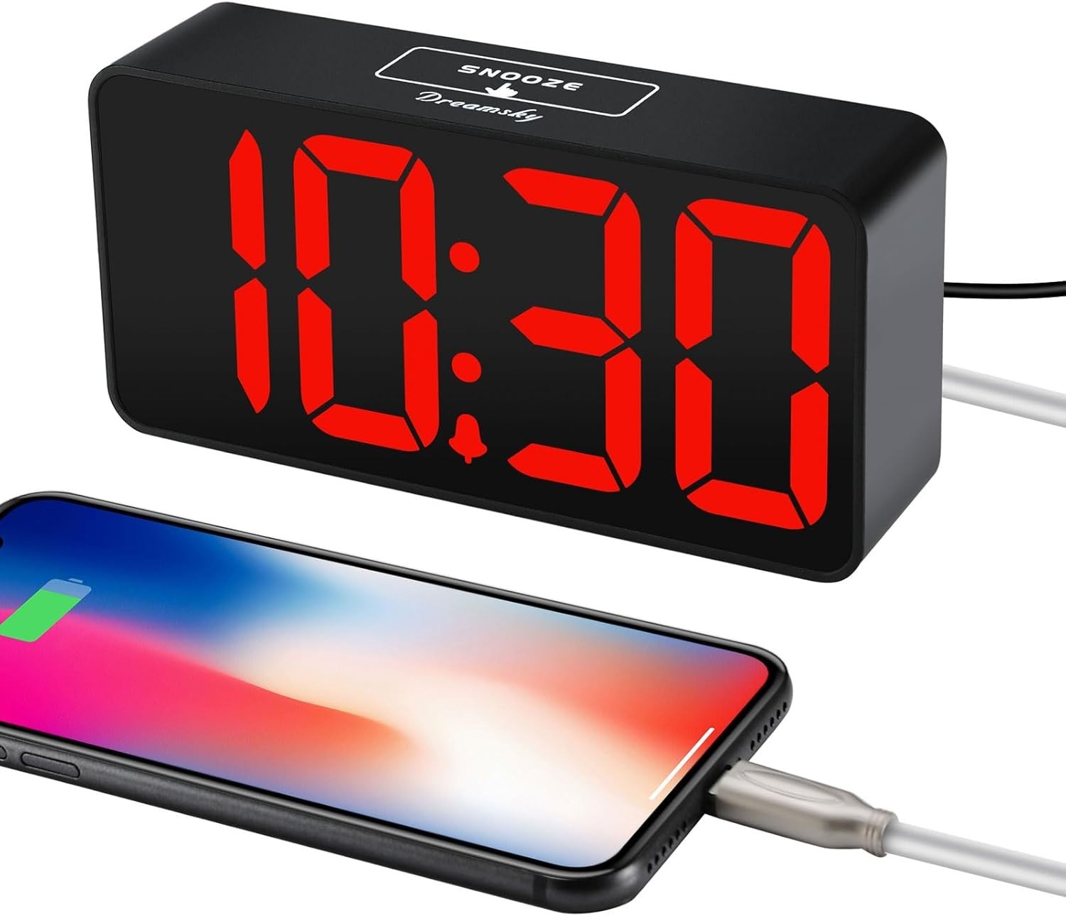 Small Digital Alarm Clock for Bedroom, Large Big Numbers Display with Brightn…
