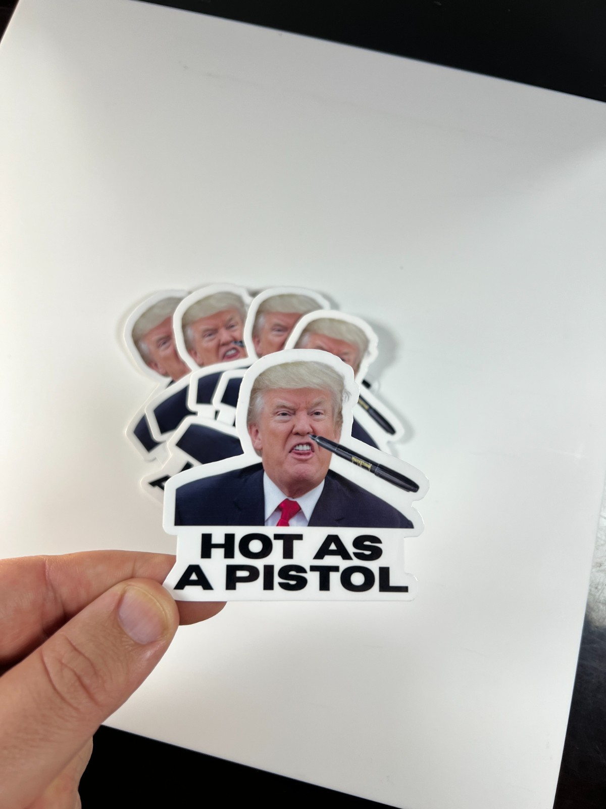 Trump Stickers ”HOT AS A PISTOL” MEME Gas Pump Waterproof Vinyl NEW 1/10/50/100