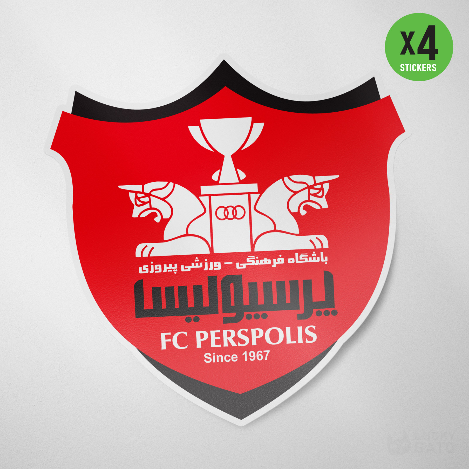 (4 Pack) Perspolis FC Iran Vinyl Sticker Decal Football Soccer Tehran Football