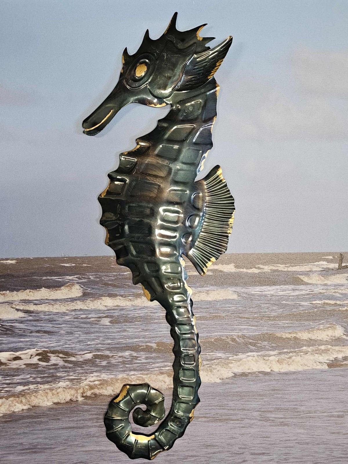 HUGE SEAHORSE WALL HANGING,Enameled Finish,Beach Decor,Sea Life,SP-01