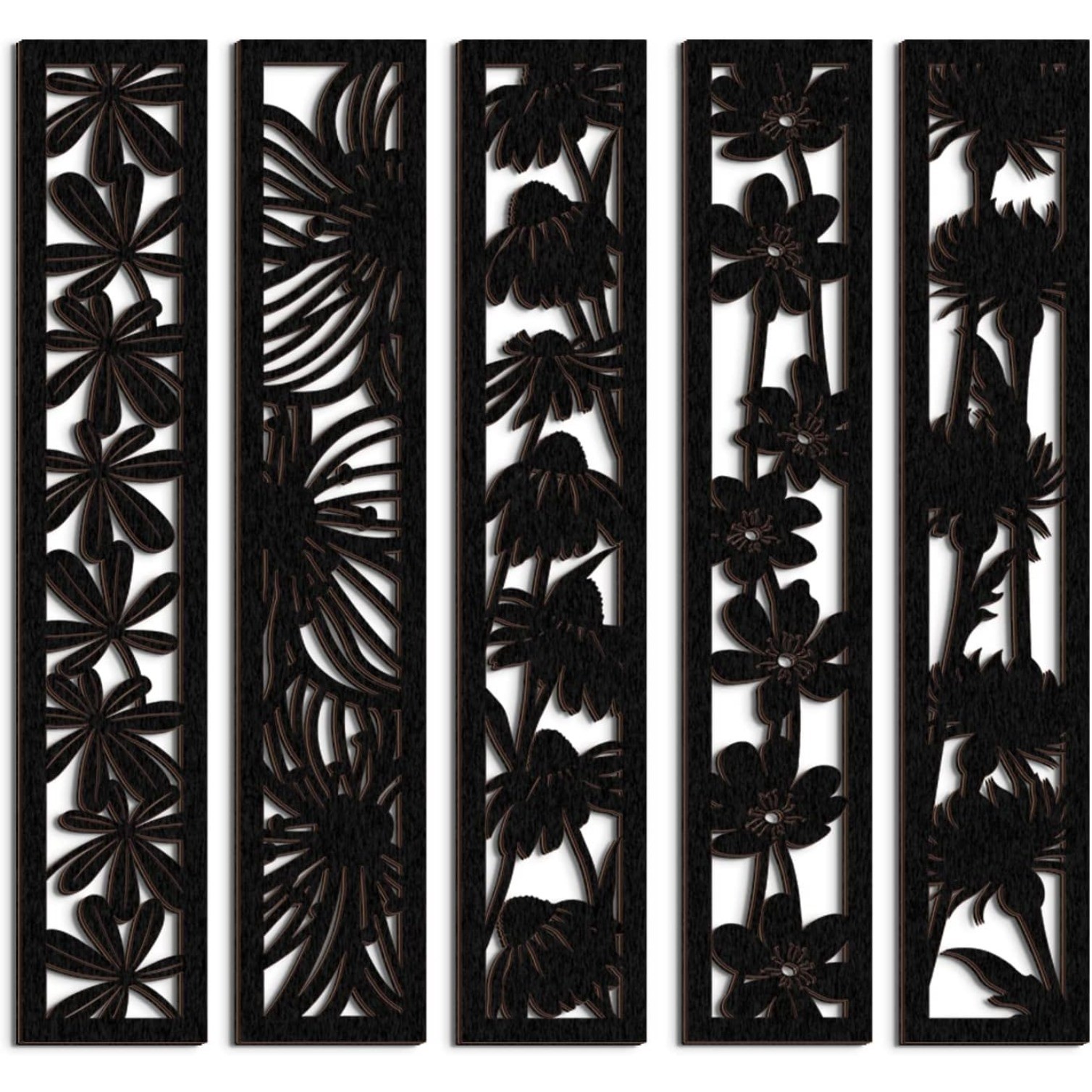 5 Pieces Wooden Wall Art Hollow Wall Decor Home Decorations 15.7 x 2.9 x 0.2”