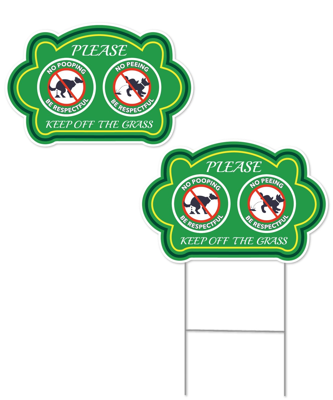 No Peeing and No Pooping Dog Sign, 2 Pack with 1 Metal Stake, DoubleSided, W…