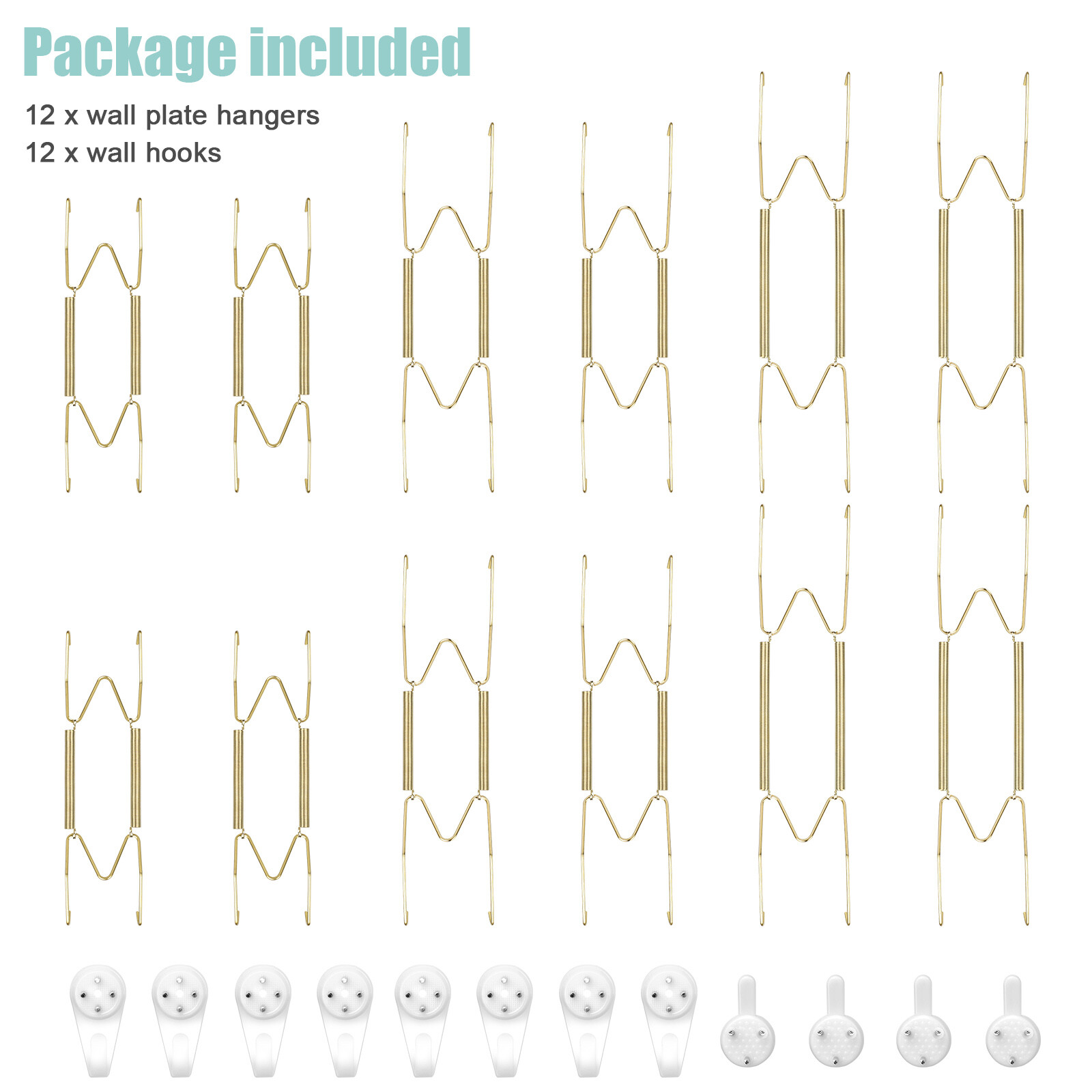 12PCS Decorative Plate Hangers Wall Spring Hook Holder Hanging Home 6/8/10inch