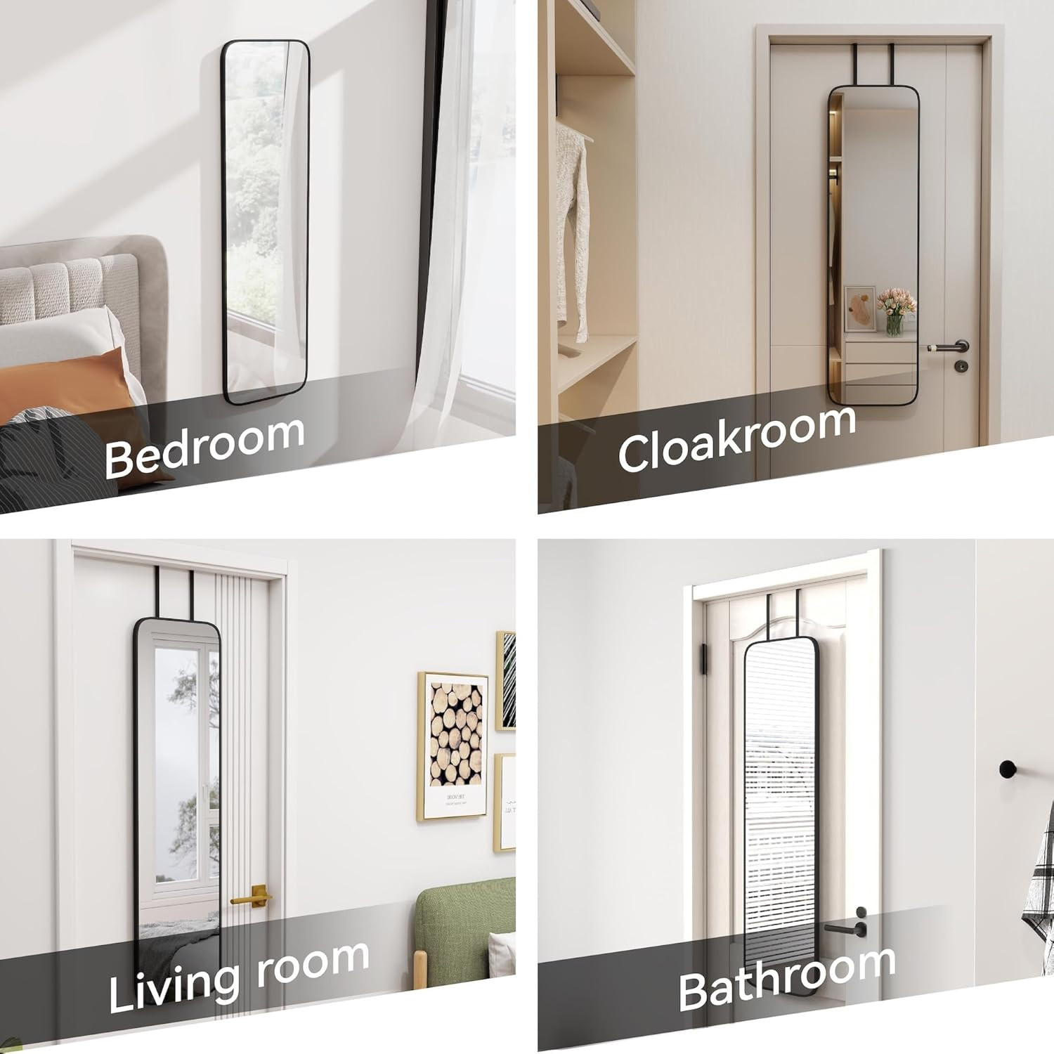 47X14 Mirror Rectangle Full Body Length Door Hanging Wall Mounted Metal Aluminum