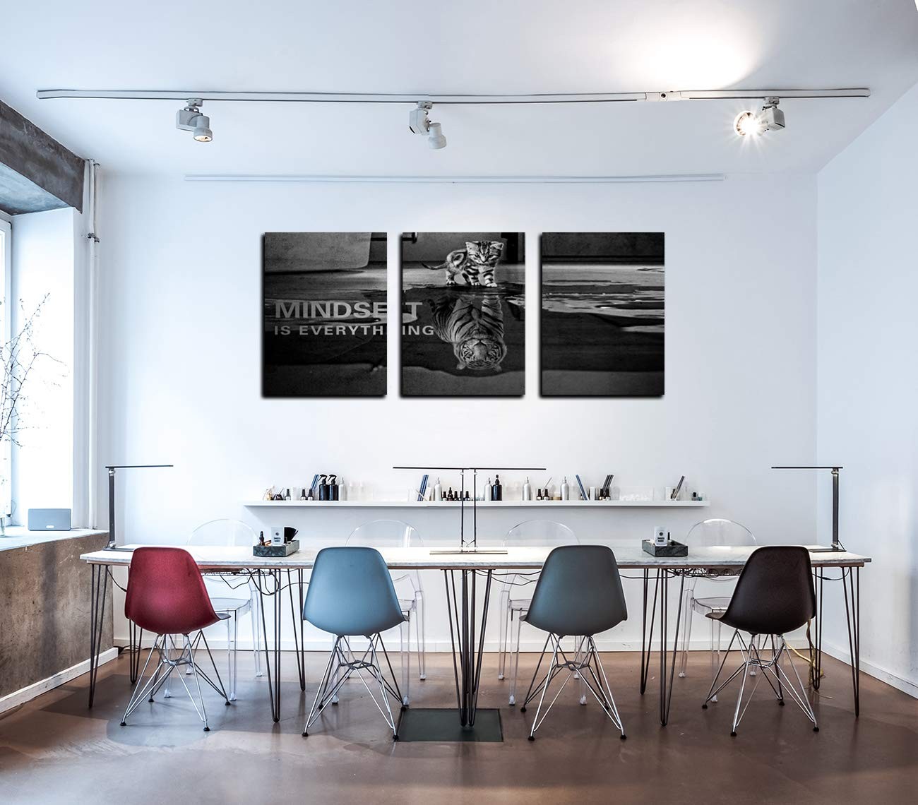 3 Panels Mindset is Everything Motivational Canvas Wall Art Inspirational Entrep