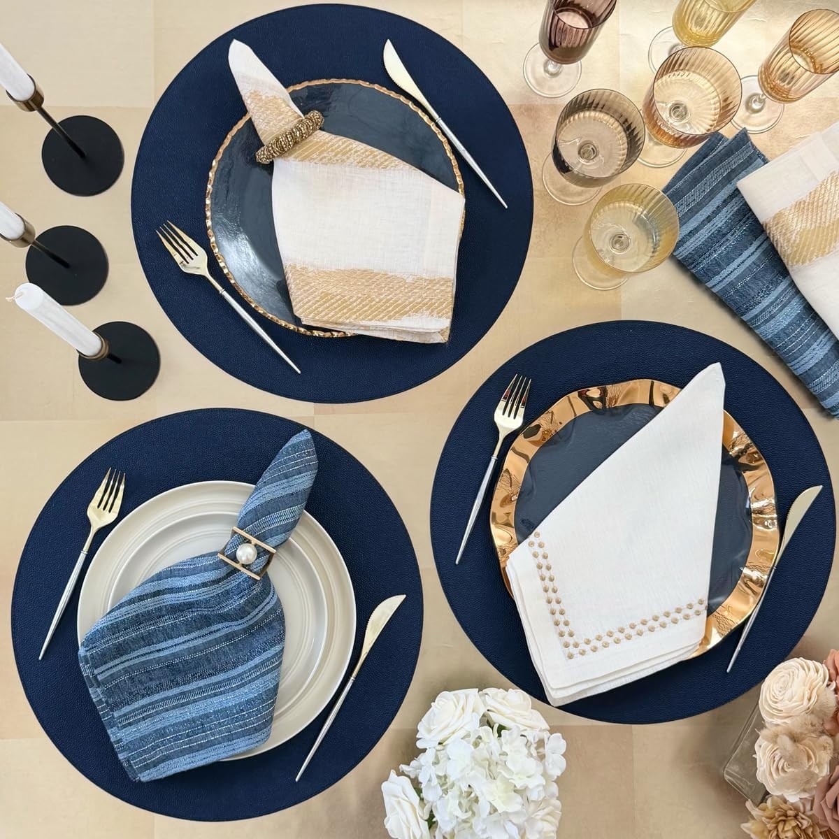 Skate Shagreen Easy Care Placemats- Wipeable Vinyl Table Mats – Round – Set of 4