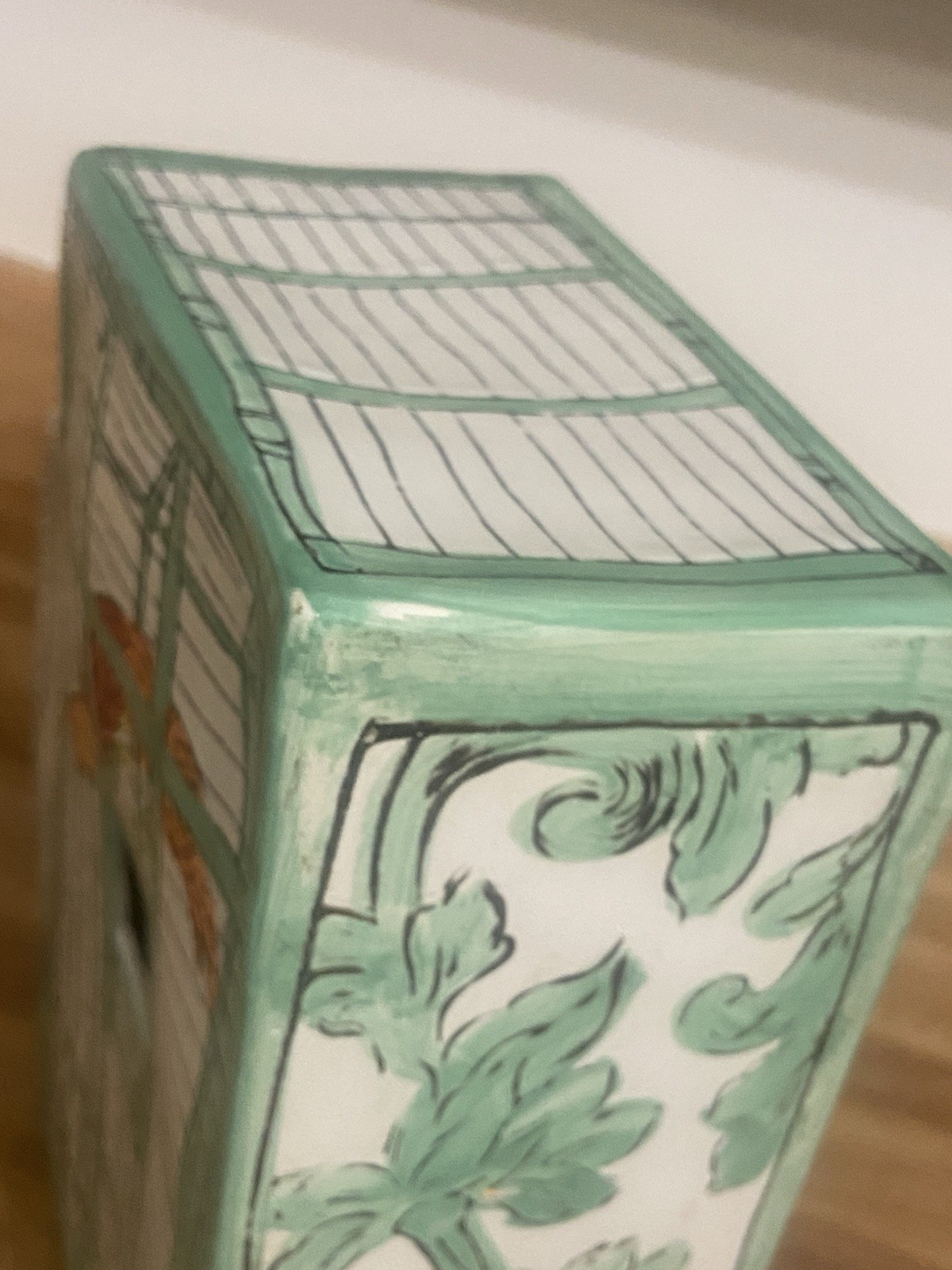 Molly Hatch Trompe-l’Oeil Birdhouse Bird Cage Ceramic Signed Anthropologie Decor