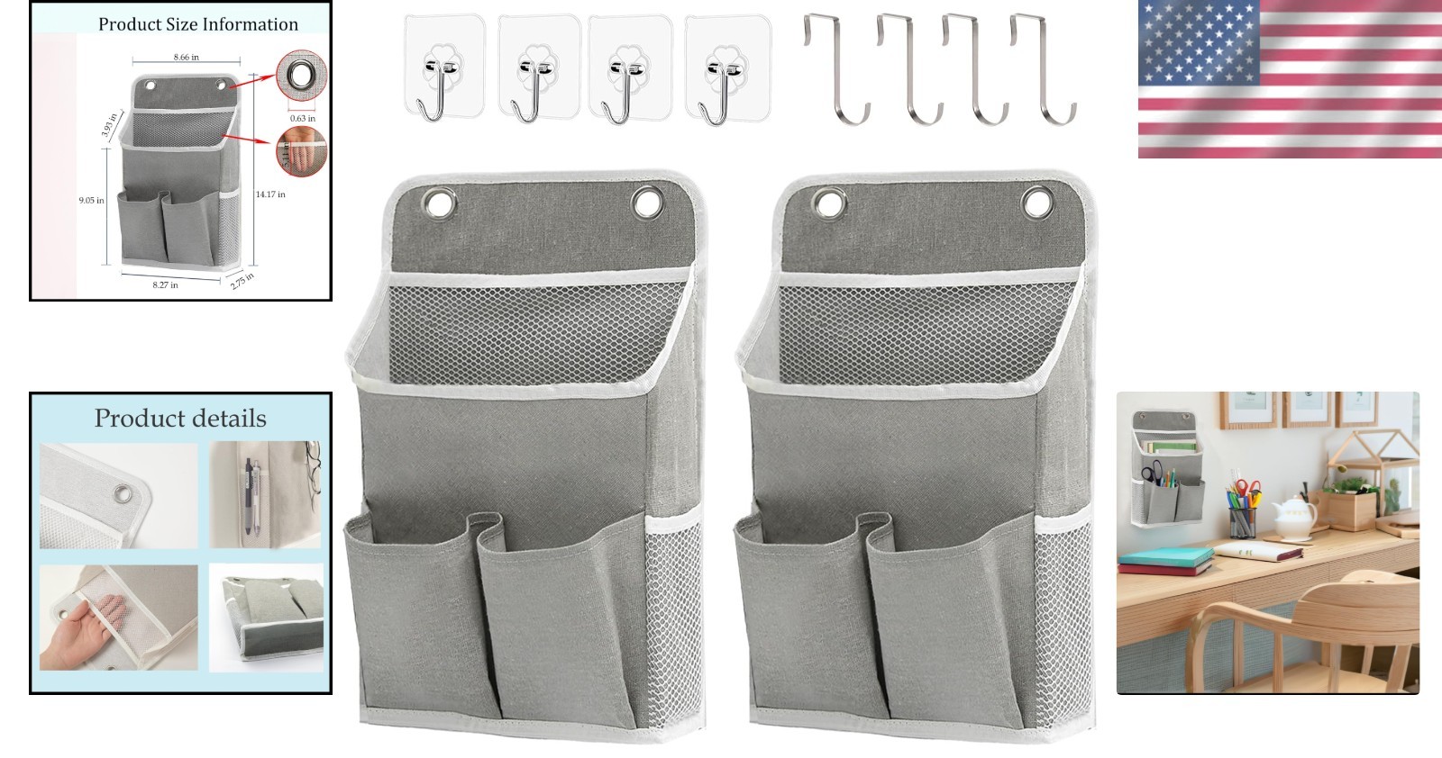 Hanging Basket Organizer Wall Pocket Over Door Storage for Home Office Camper…