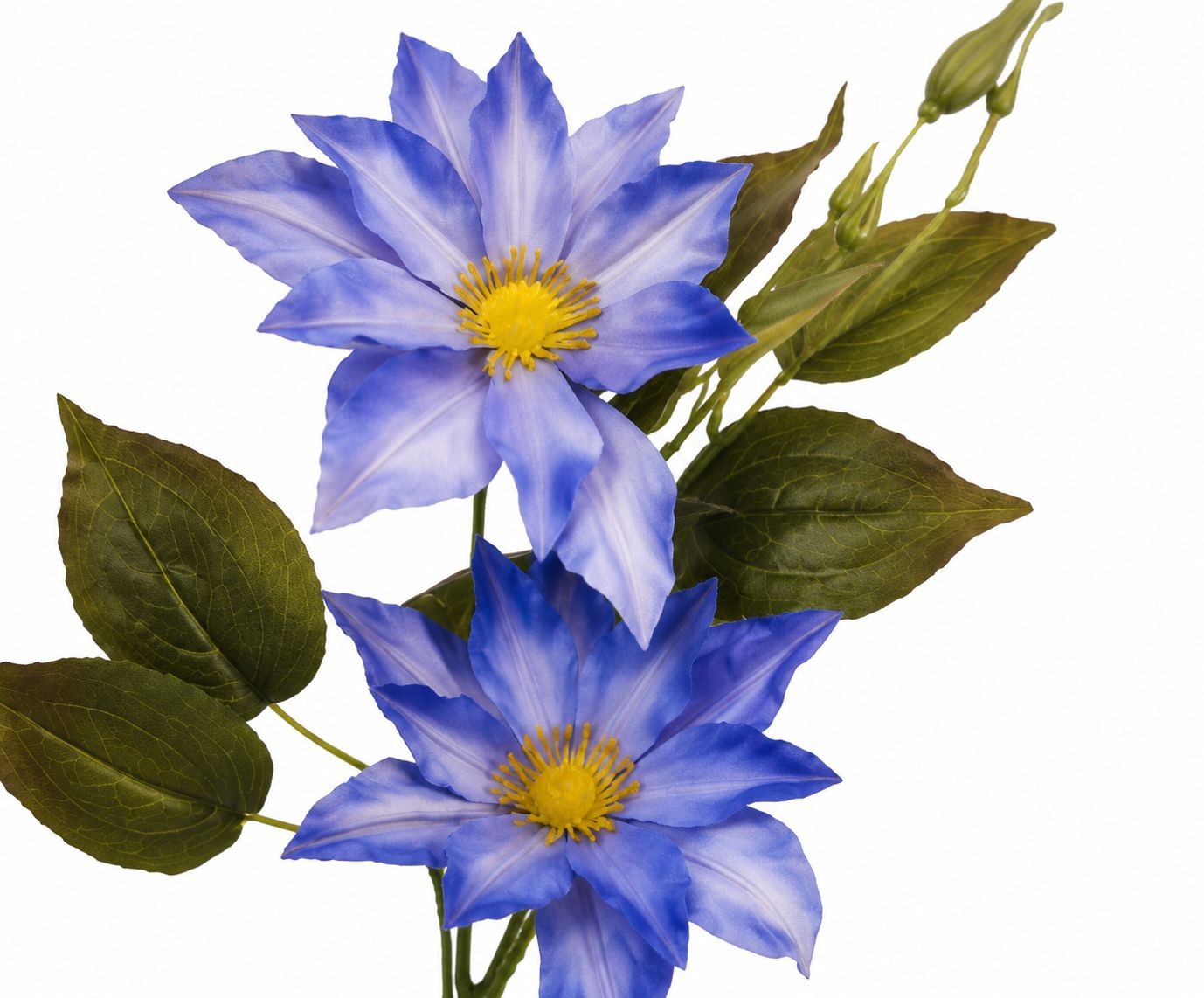 Blue Clematis Artificial Flowers 3 Stems Faux Clematis Spray Periwinkle Blue Wed
