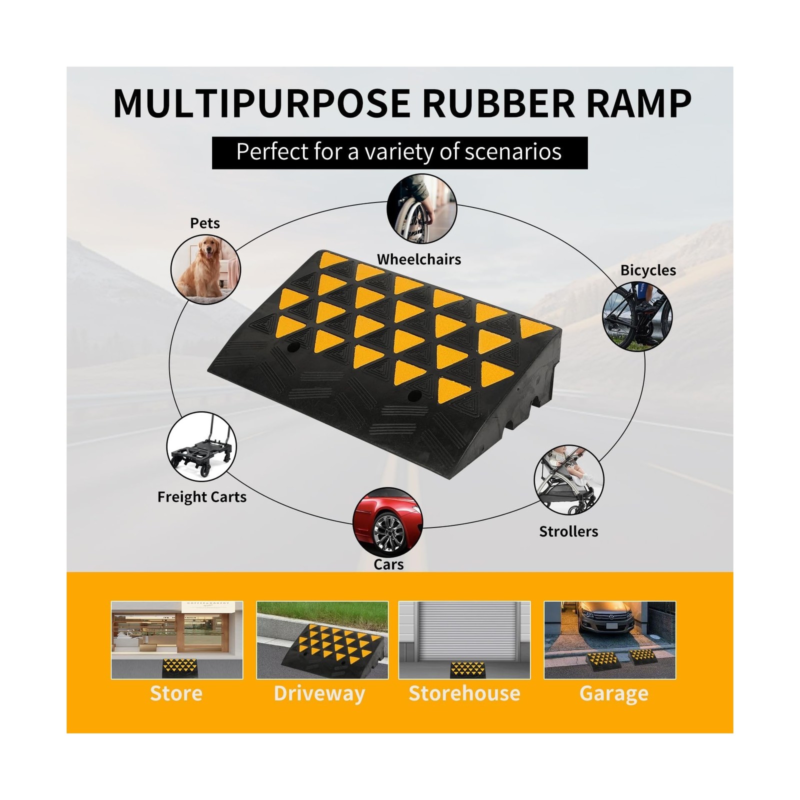 BESEA Rubber Curb Ramp 6″ inch High 23.6″ Length (Heavy Duty Ramp, 1PCS), for…