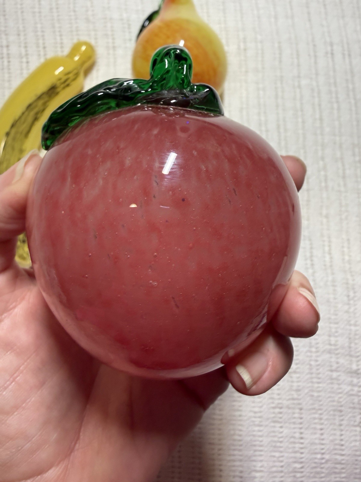 VTG Italian Glass Fruit 5 Pieces Apple Plum Banana Pear Lemon *READ