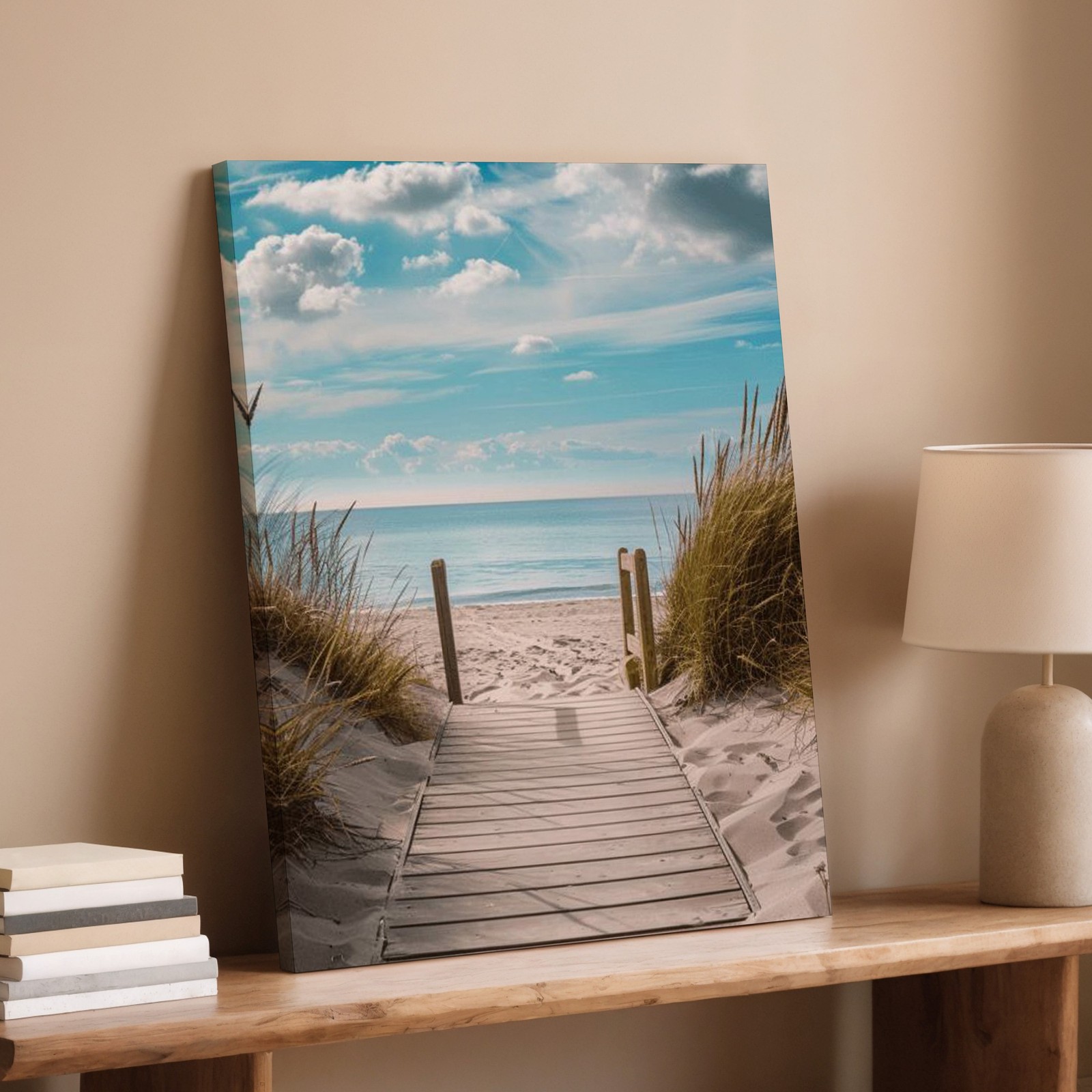 Coastal Beach Pathway Canvas Wall Art Ocean Landscape Print For Home Decor