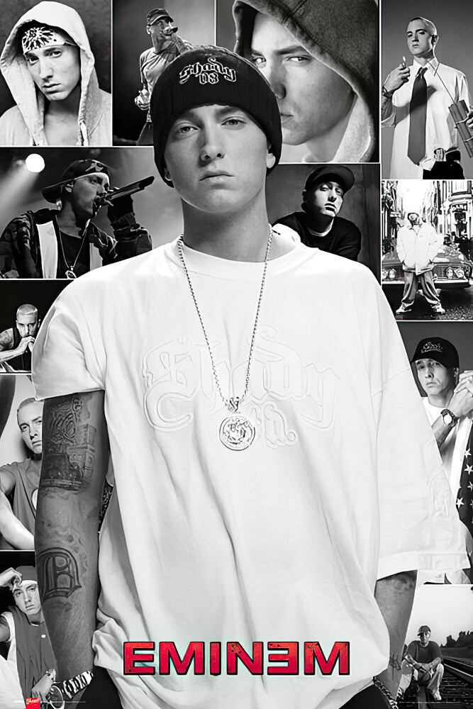 Eminem – Music Poster / Print (Image Collage – White Shirt) (Size: 24″ X 36″)