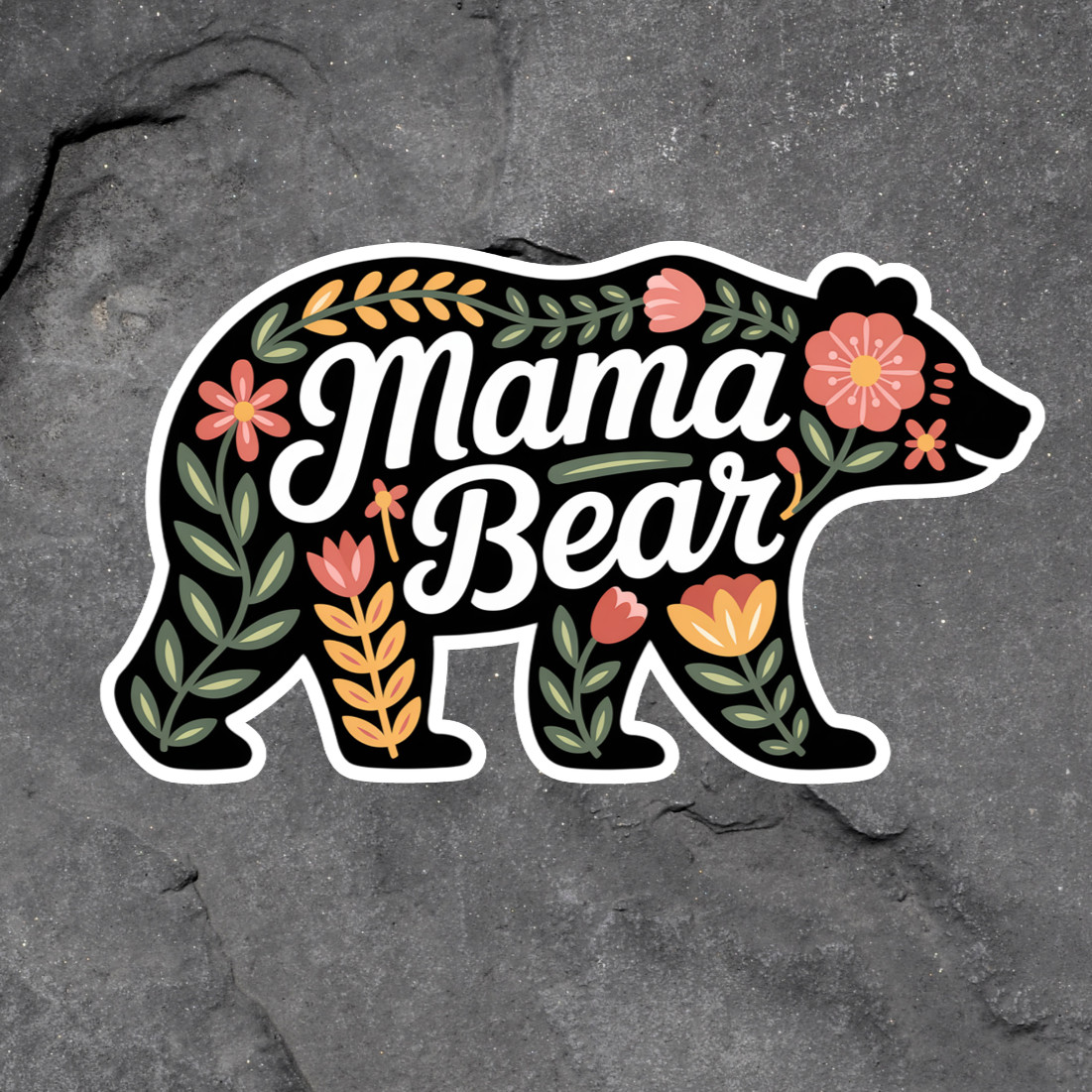 Mama Bear Sticker Vinyl Decal Floral Forest Bear Cute Mom Gift