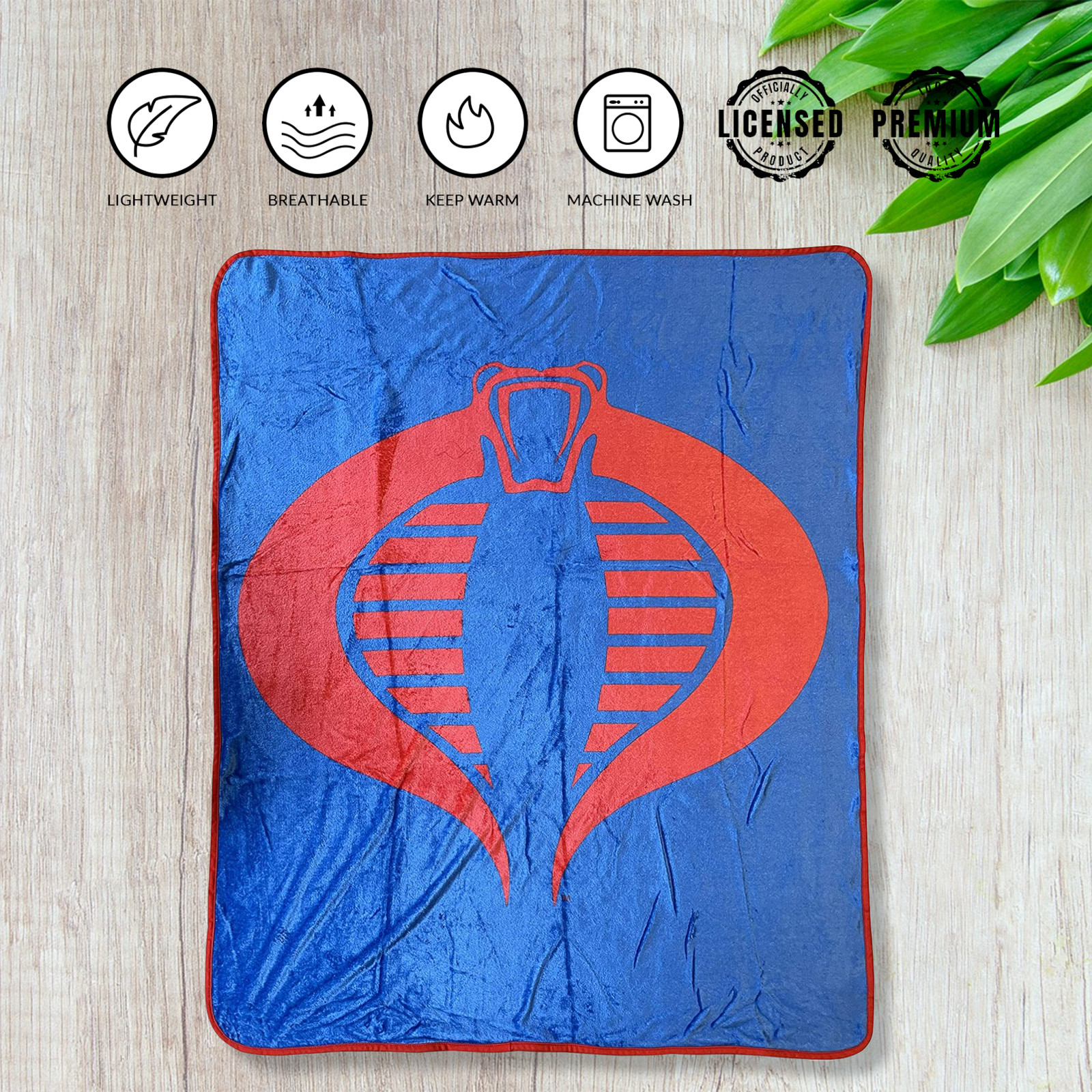 Hasbro G.I. Joe Cobra Symbol Blue 80’s Cartoon Throw Blanket