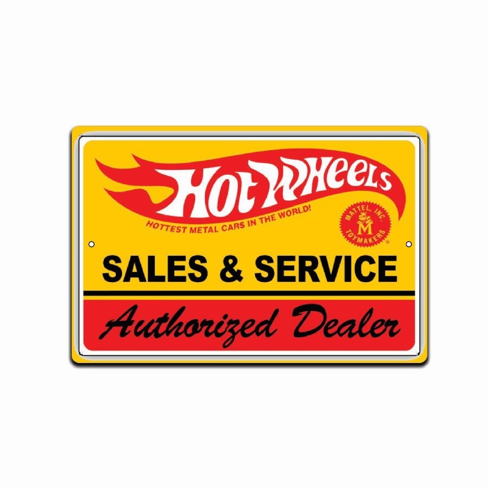 Hot Wheels Tin Metal Sign Toy Metal Cars Garage Man Cave Authorized Dealer
