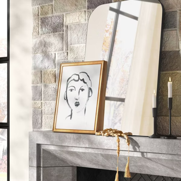 24″ x 36″ Infinity Mantle Mirror Black- Threshold™: Rust-Resistant, Wall Mount