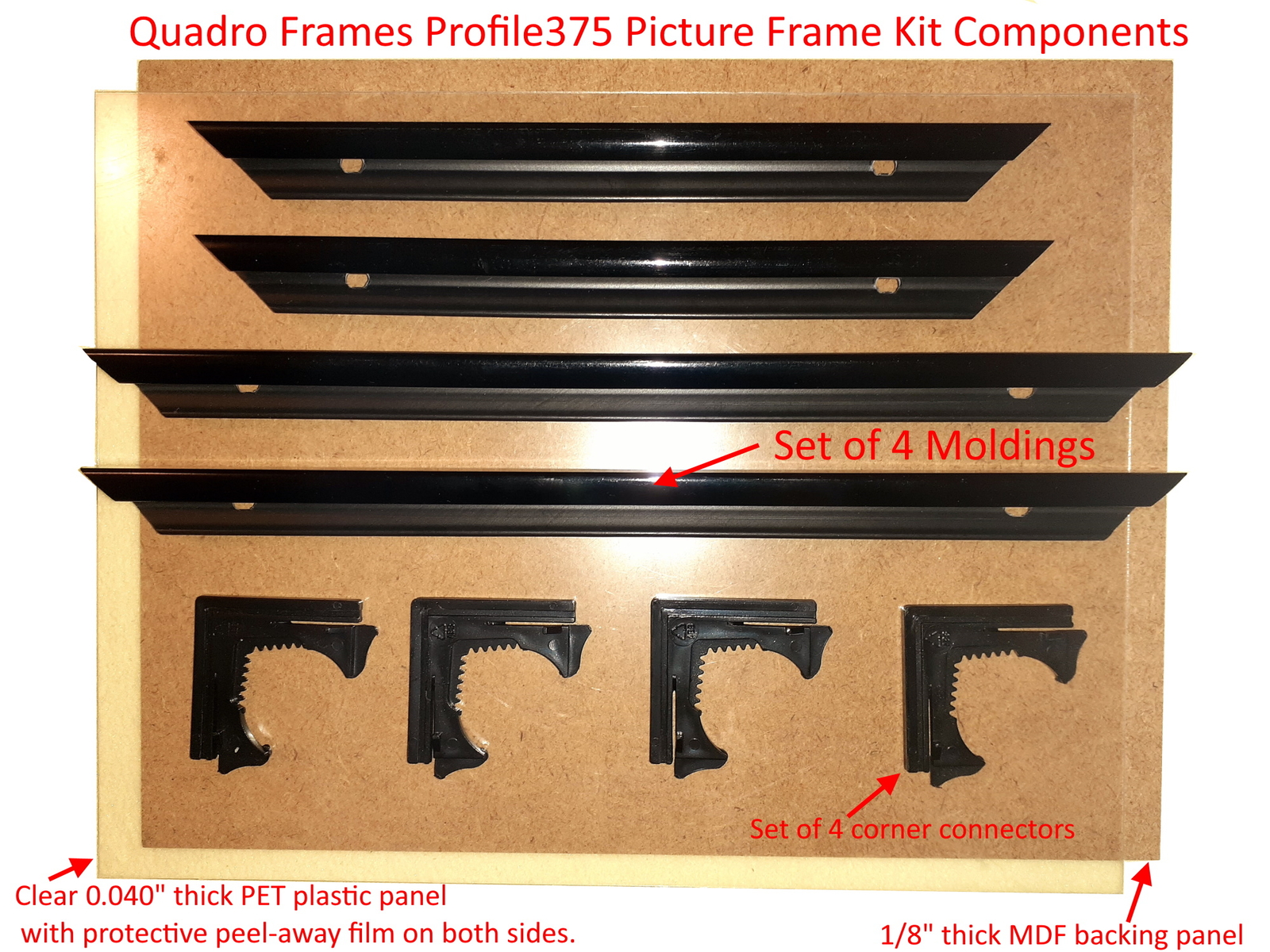 Quadro Frames 7×15 inch Picture Frame KIT, Style P375-3/8 inch Wide Molding