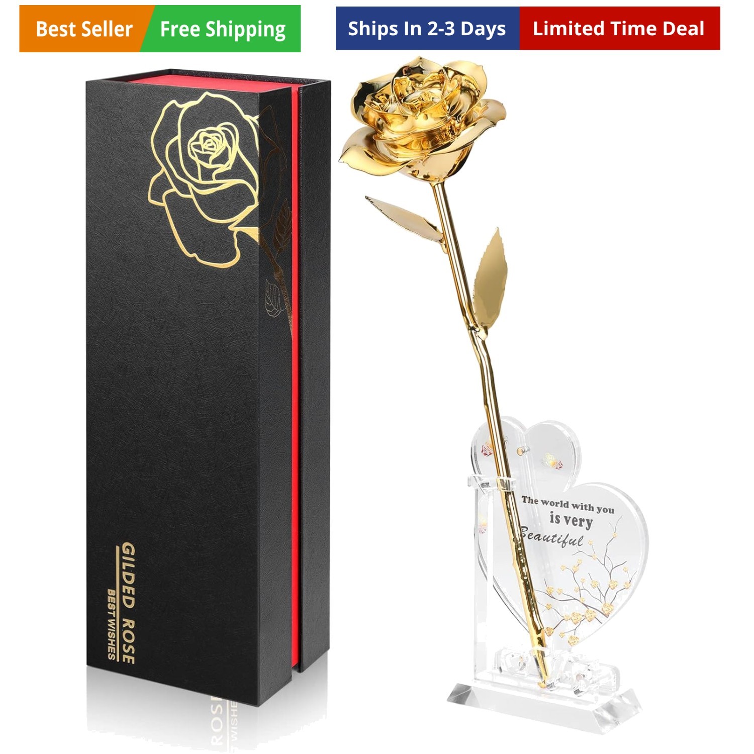 Gold Dipped Rose Real 24K Gold Rose, Genuine One of a Kind Rose Hand Dipped i…