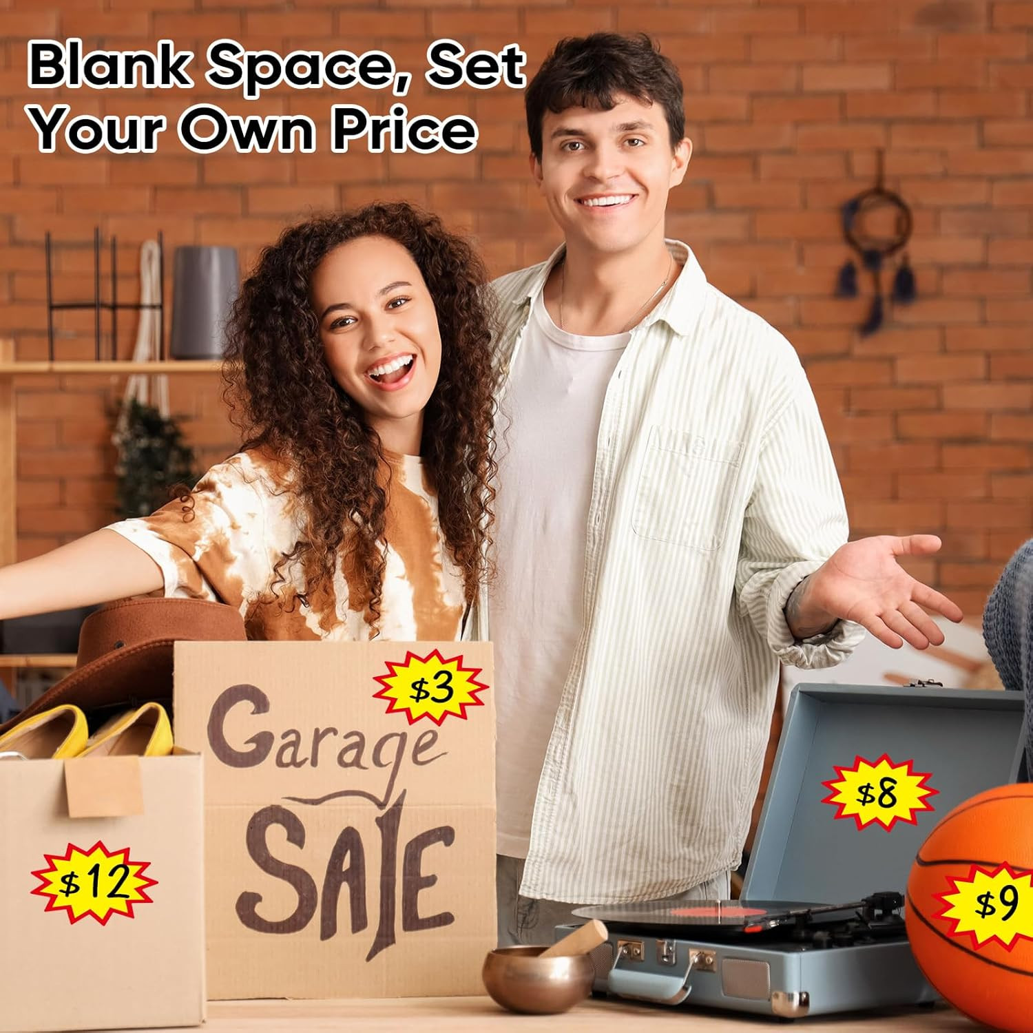 Garage Sale Stickers, Removable Adhesive Yards Price Sticker with Large Blank Wr
