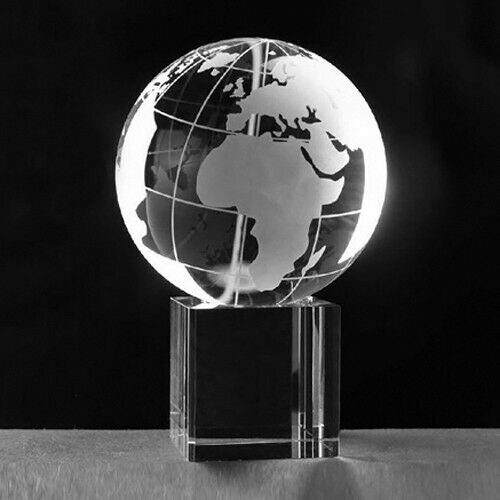 High Quality Crystal Globe 3″ With Crystal Stand & Gift Box USA Seller!!