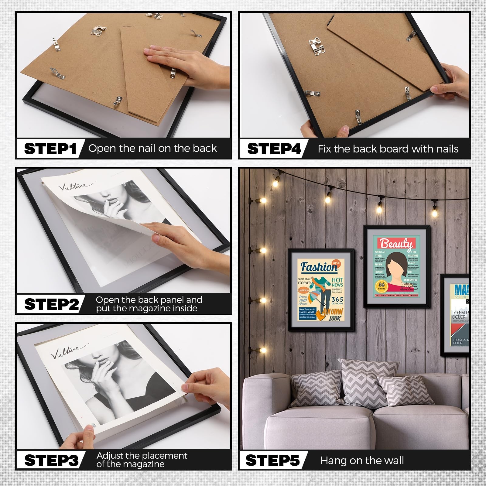 4 PCS Sports Magazine Frame Fits Measuring 8.5×11.25 Inch Magazine Display Frame