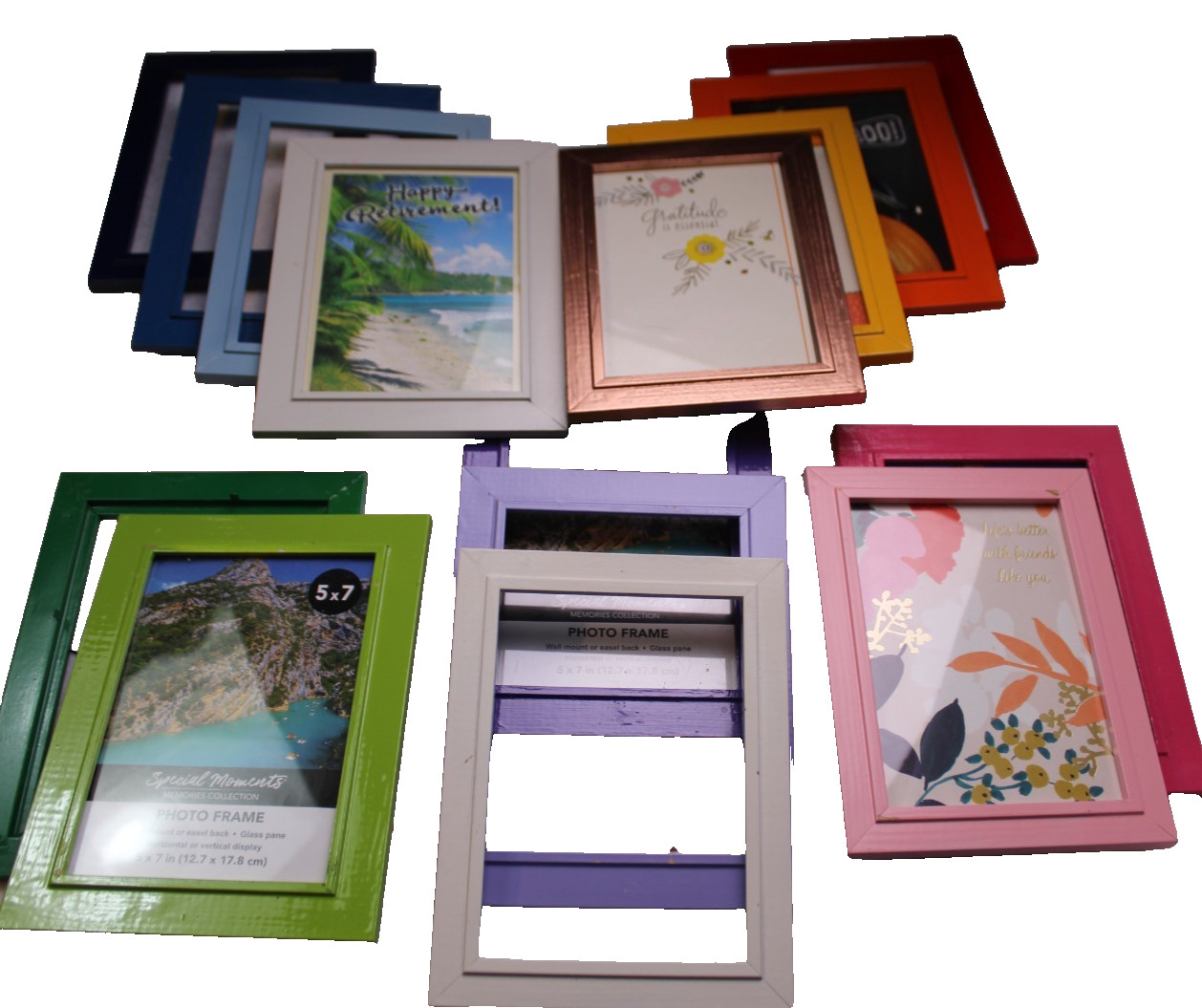 SPECIAL MOMENTS PHOTO FRAME 5″ x 7″ medium blue glossy back hook and easel