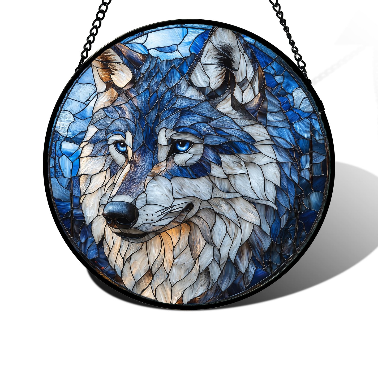 Wolf Stained Glass Suncatcher Unique Home Decor & Gift for All Occasions 7.8″