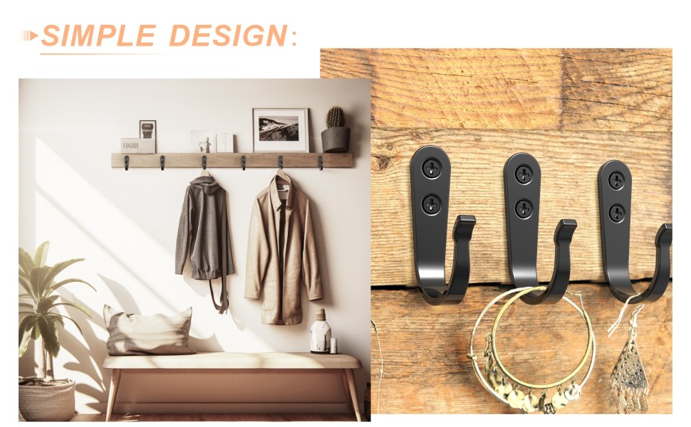 20PCS Heavy Duty Metal Coat Hooks for Wall, Single Prong Hanging Hooks with 40