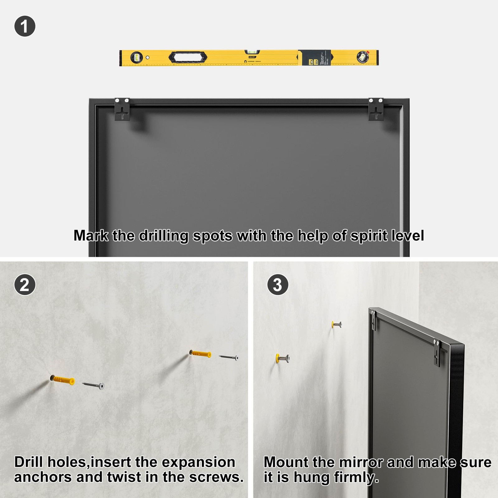 Rectangle Wall Mirror, Window Mirror Wall Mounted, 24x36in Window Pane Mirror…