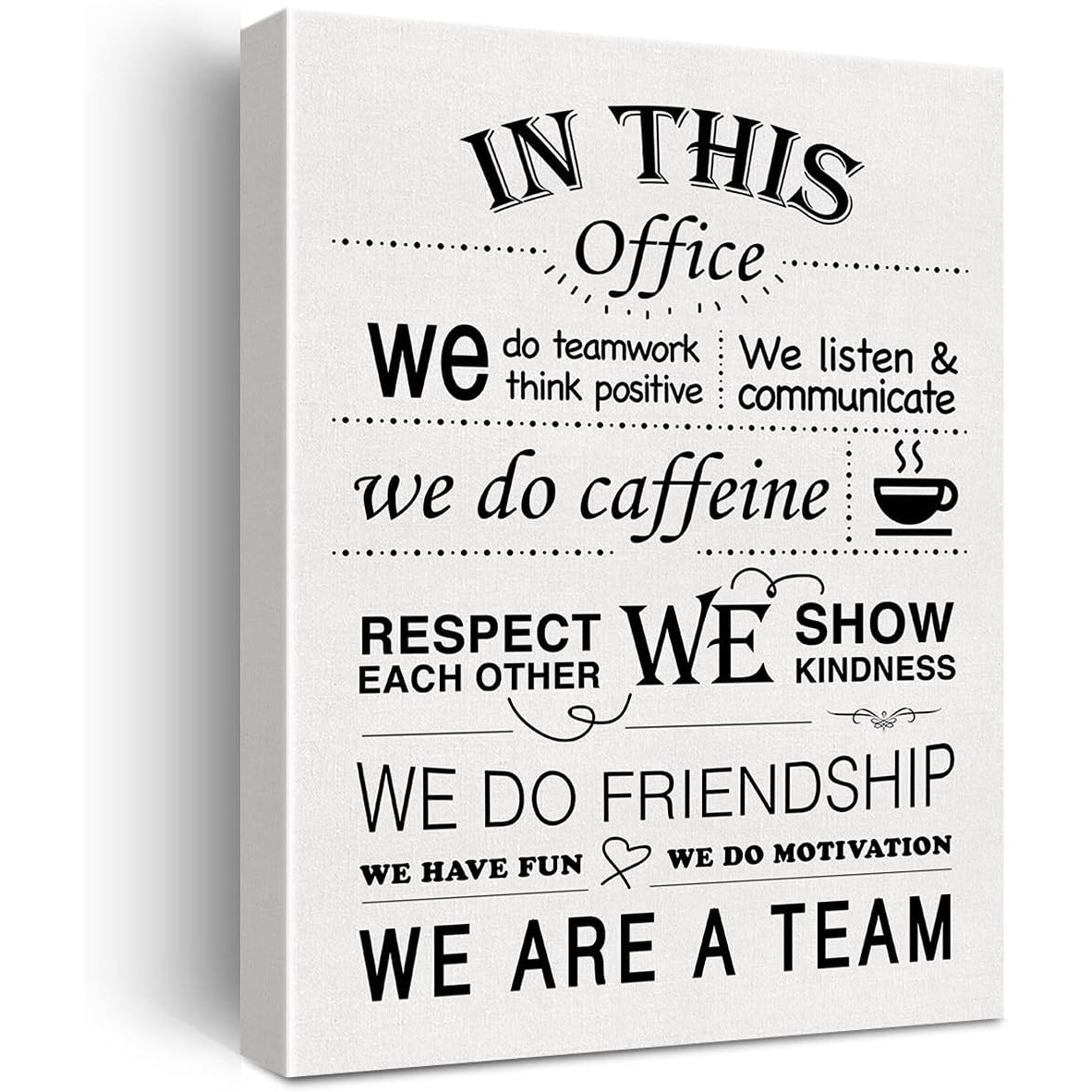 In This Office Teamwork Coffee Quote Framed Canvas, Workplace Motivational Decor