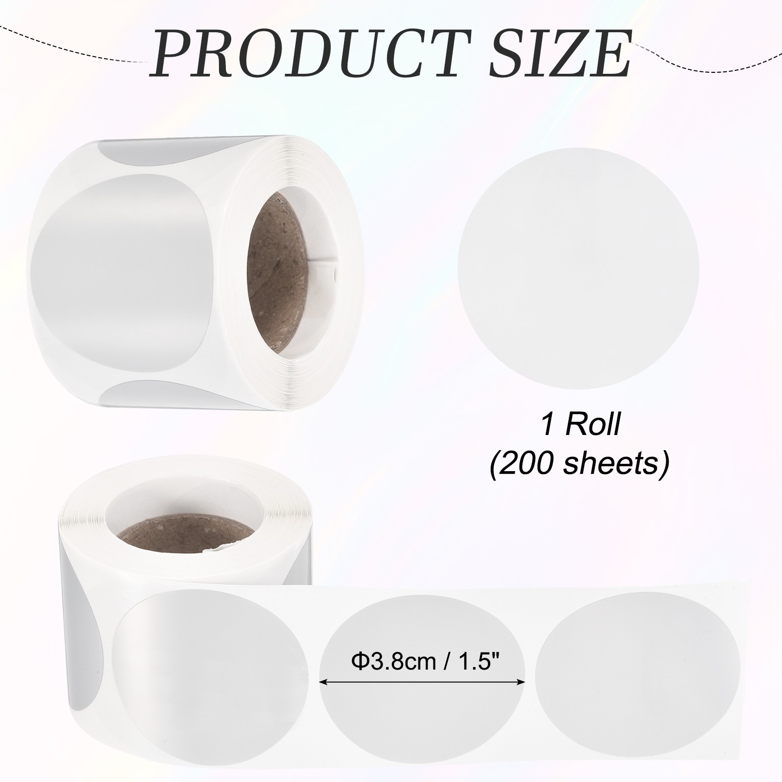 200pcs Round Thermal Label 1.5×1.5″ Self-Adhesive Thermal Stickers Matte Silver