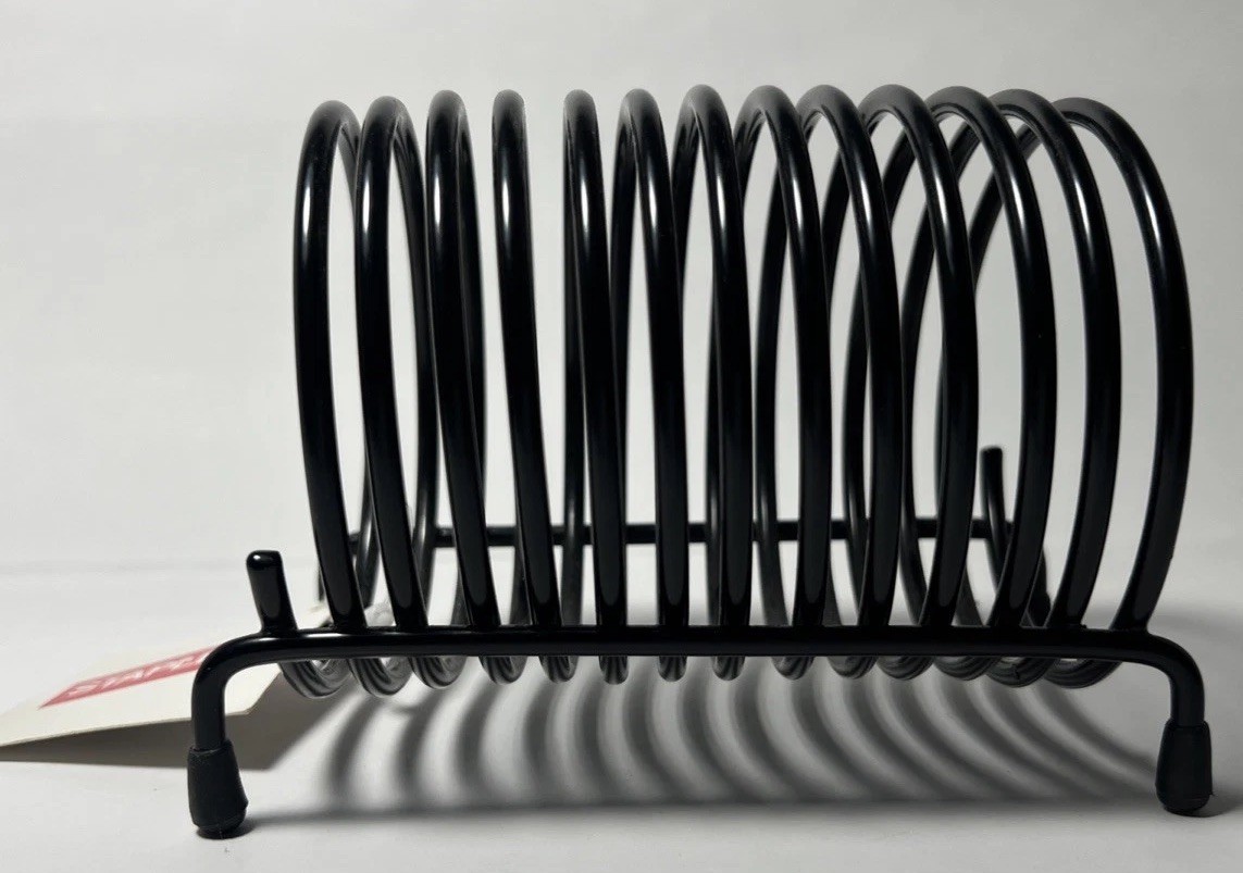 Black Metal Spiral Coil Letter Mail Holder Organizer Desktop Compact NOS Staples