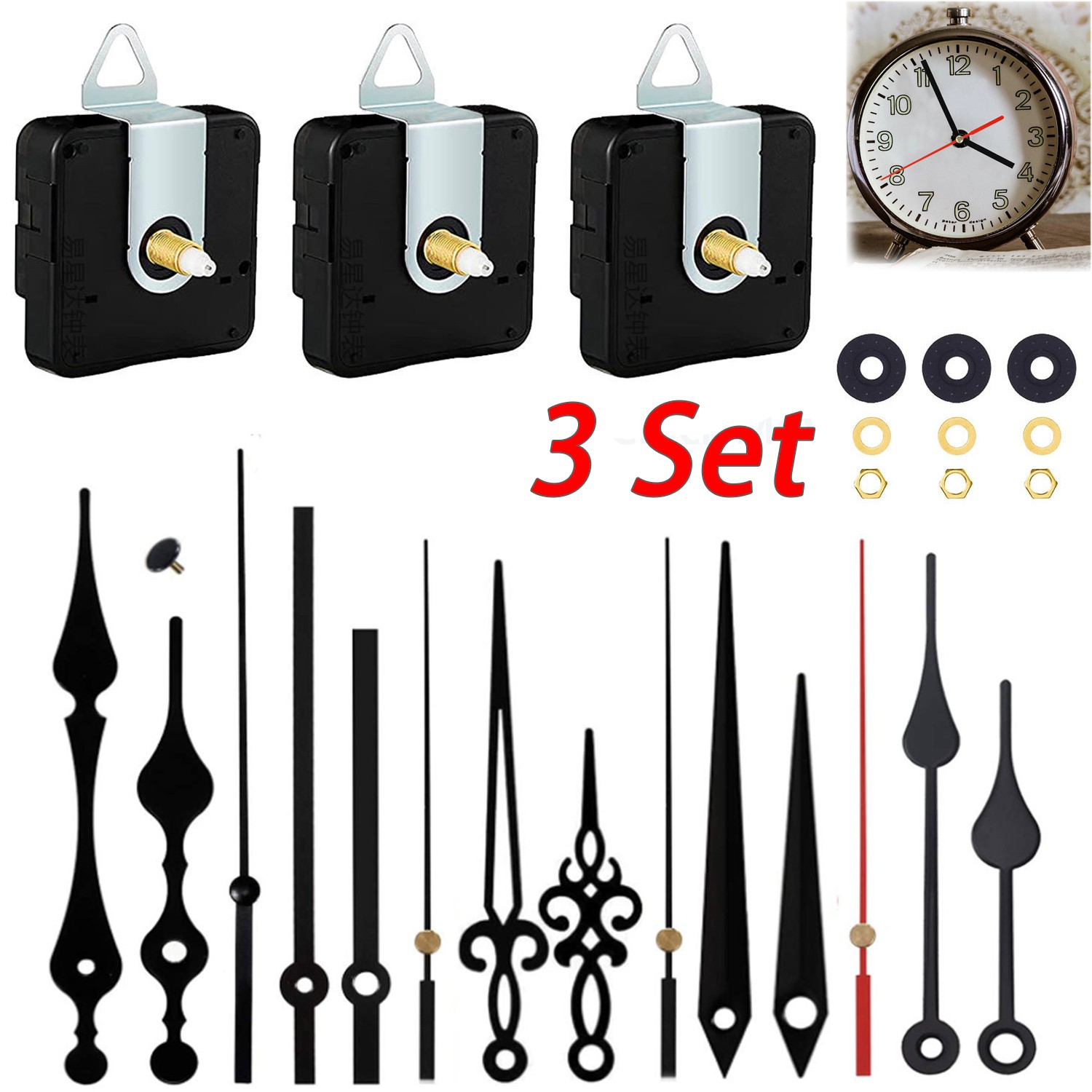 DIY Clock Parts Movement Quartz Mechanism Wall Replacement Repair Tool Hands Kit