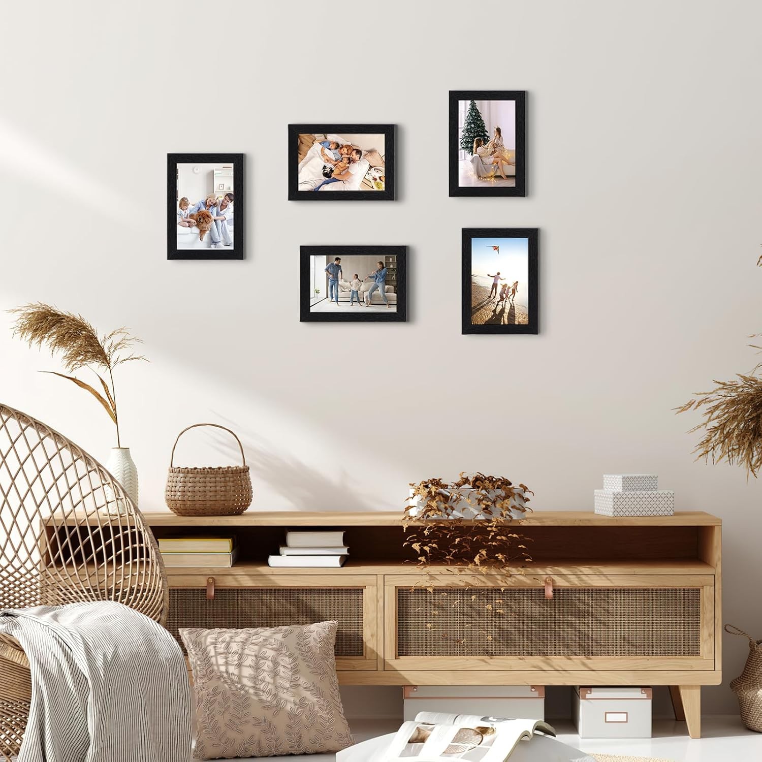 4×6 Picture Frame Set of 15, Black Picture Frames Display 4 by 6 Photo for Wall