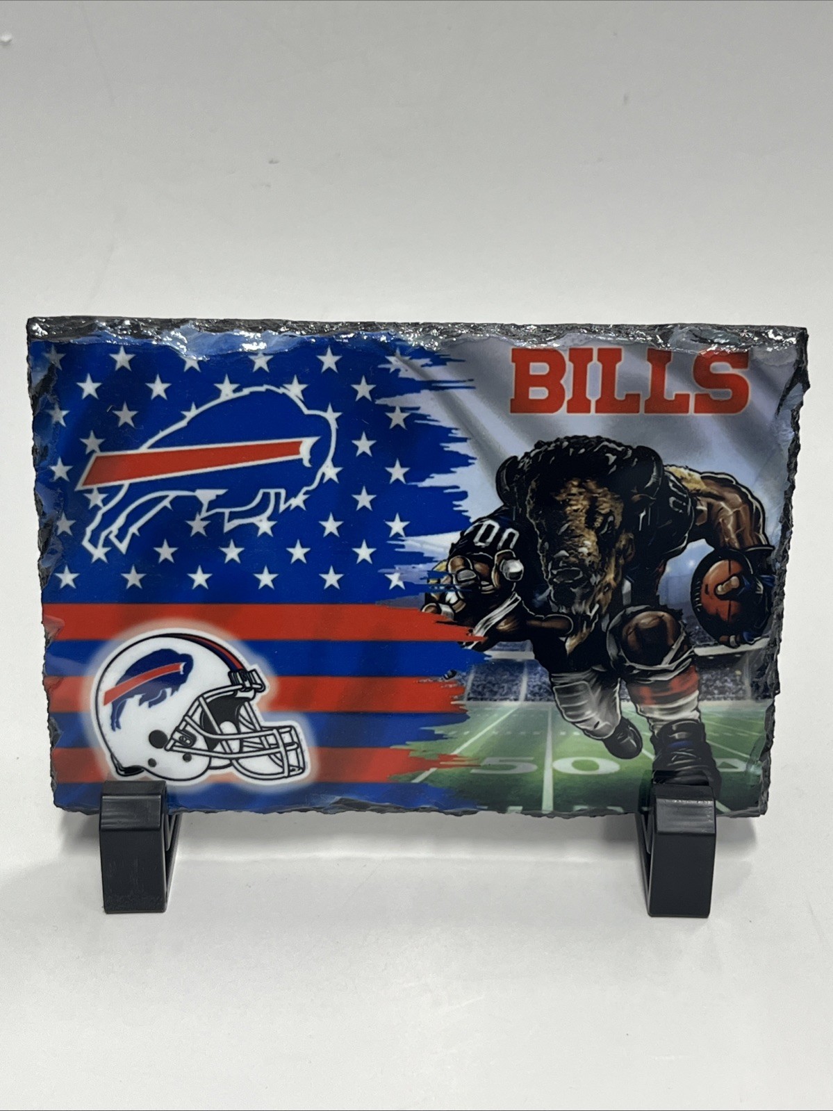 Buffalo Bills Logo Photo On Slate Rock Stone Plaque Home Office Decor Man Cave