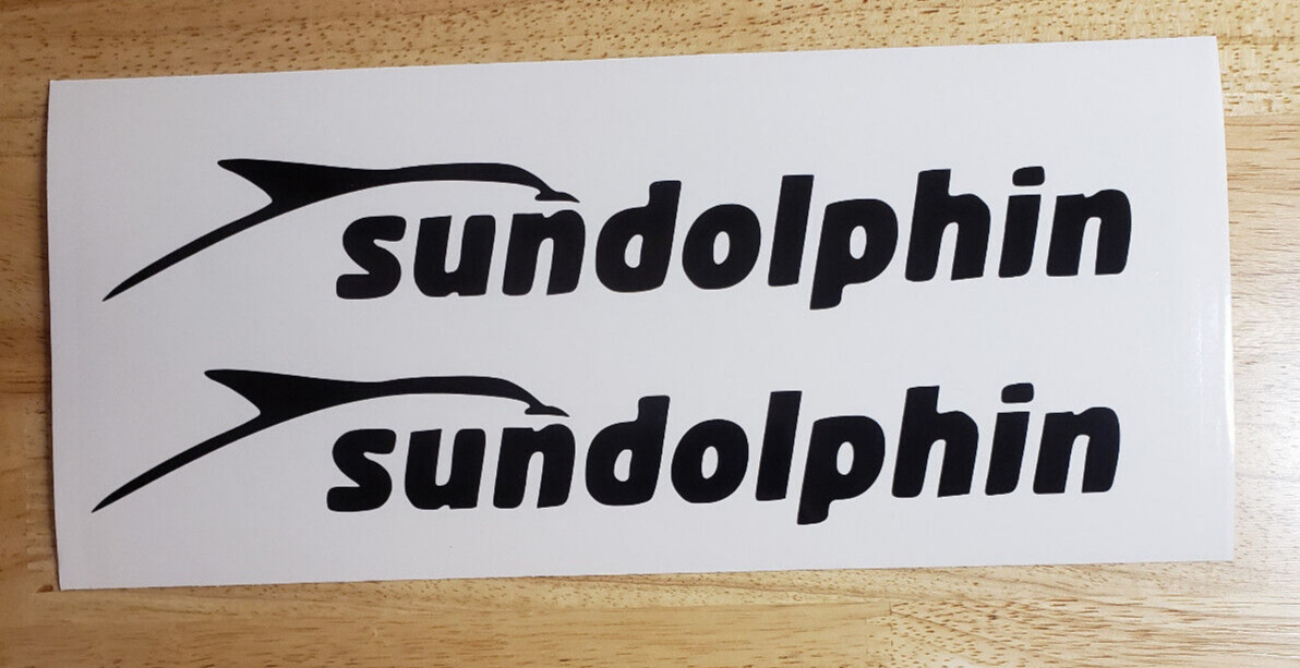 SUNDOLPHIN Decals Stickers Gloss black Kayak Canoe Boat jon pedal 10″ (2) Fast