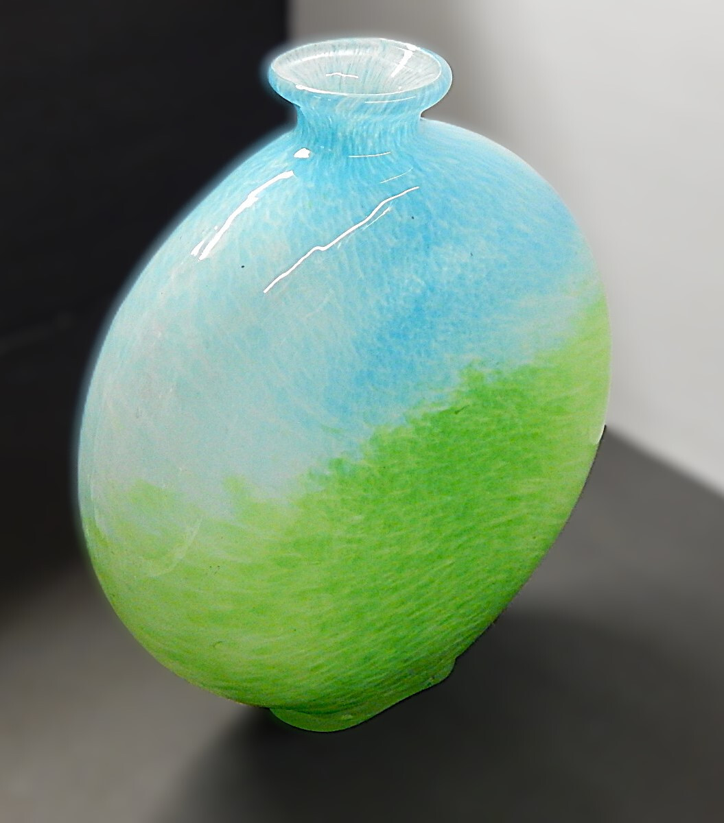 Art Vase-upper Blue-bottom Green-11.5″tall x 10″wide x3.5deep-FREE SHIPPING!