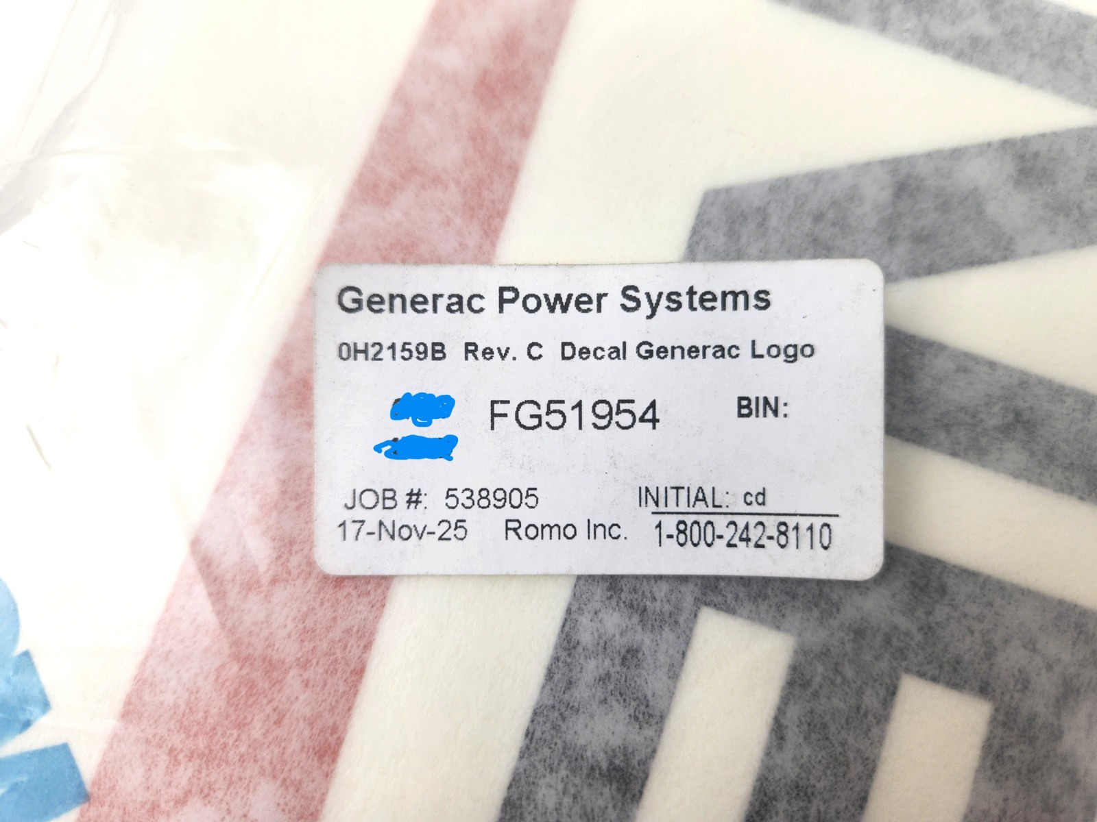 Generac Logo OEM Stick-On Decal Sticker 18″ x 5.25″ FG51954 for Generator