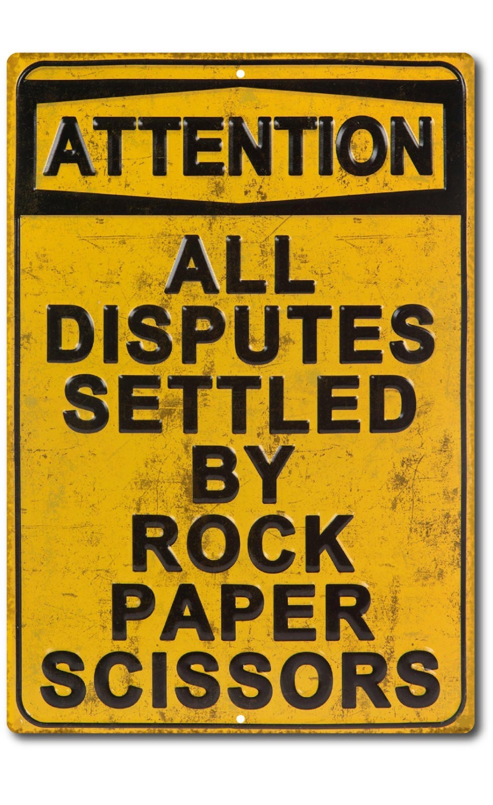 Rock Paper Scissors Sign Aluminum 8×12 Door Mounted Funny Vertical
