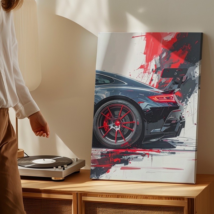 Wall Art Porsche 911 Gt3 Rs Close Up Canvas Painterly Sports Car Art
