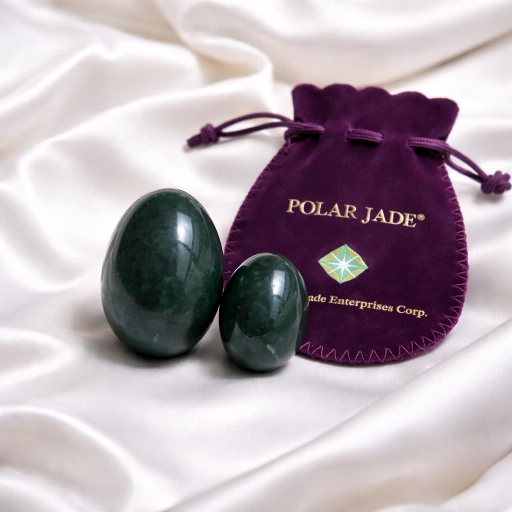 Polar Jade Natural Nephrite Jade Predrilled Eggs for Wellness Training – Large,