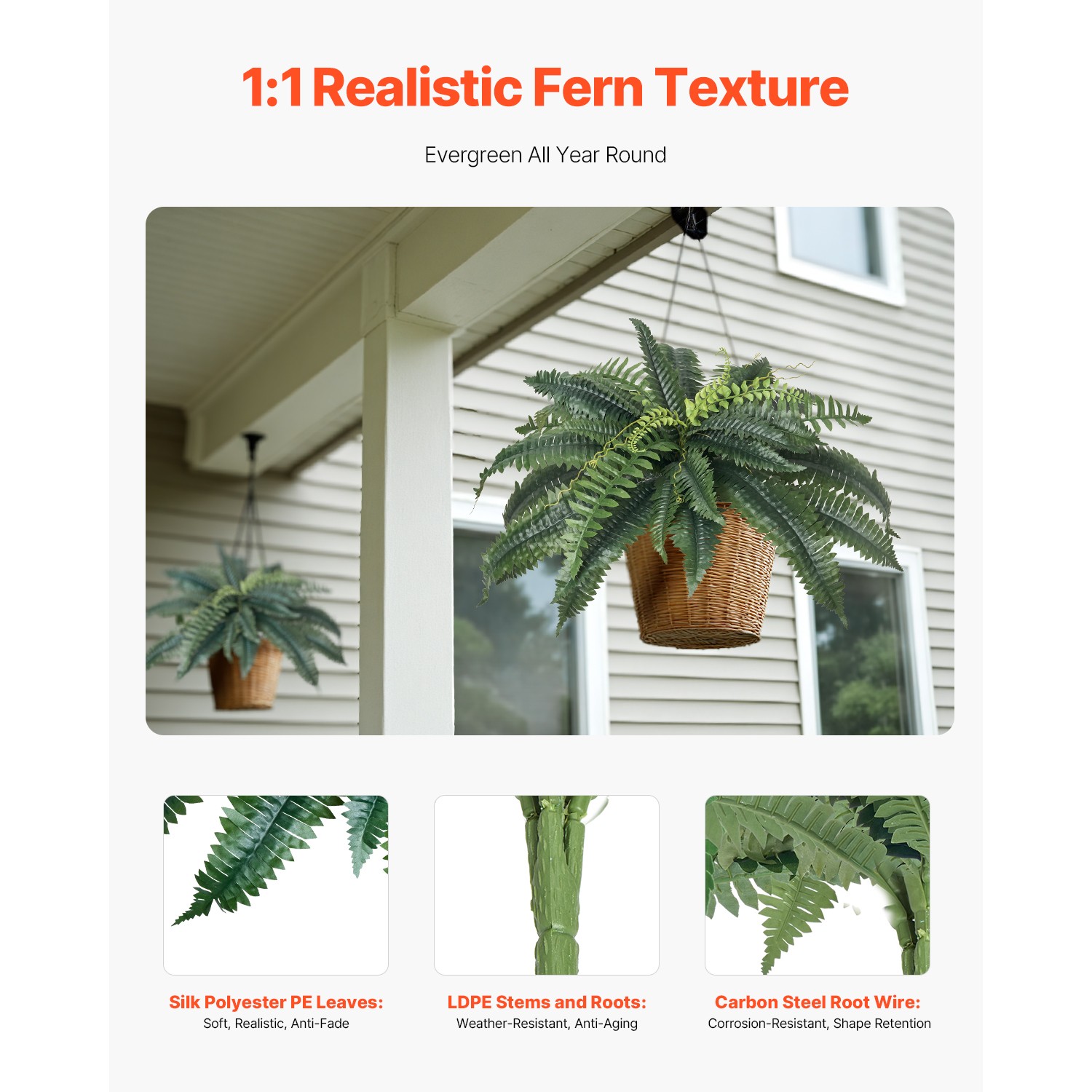 Uimoso Pack of 2 33″ Artificial Boston Fern Bush Plant Green Plant Home Decor