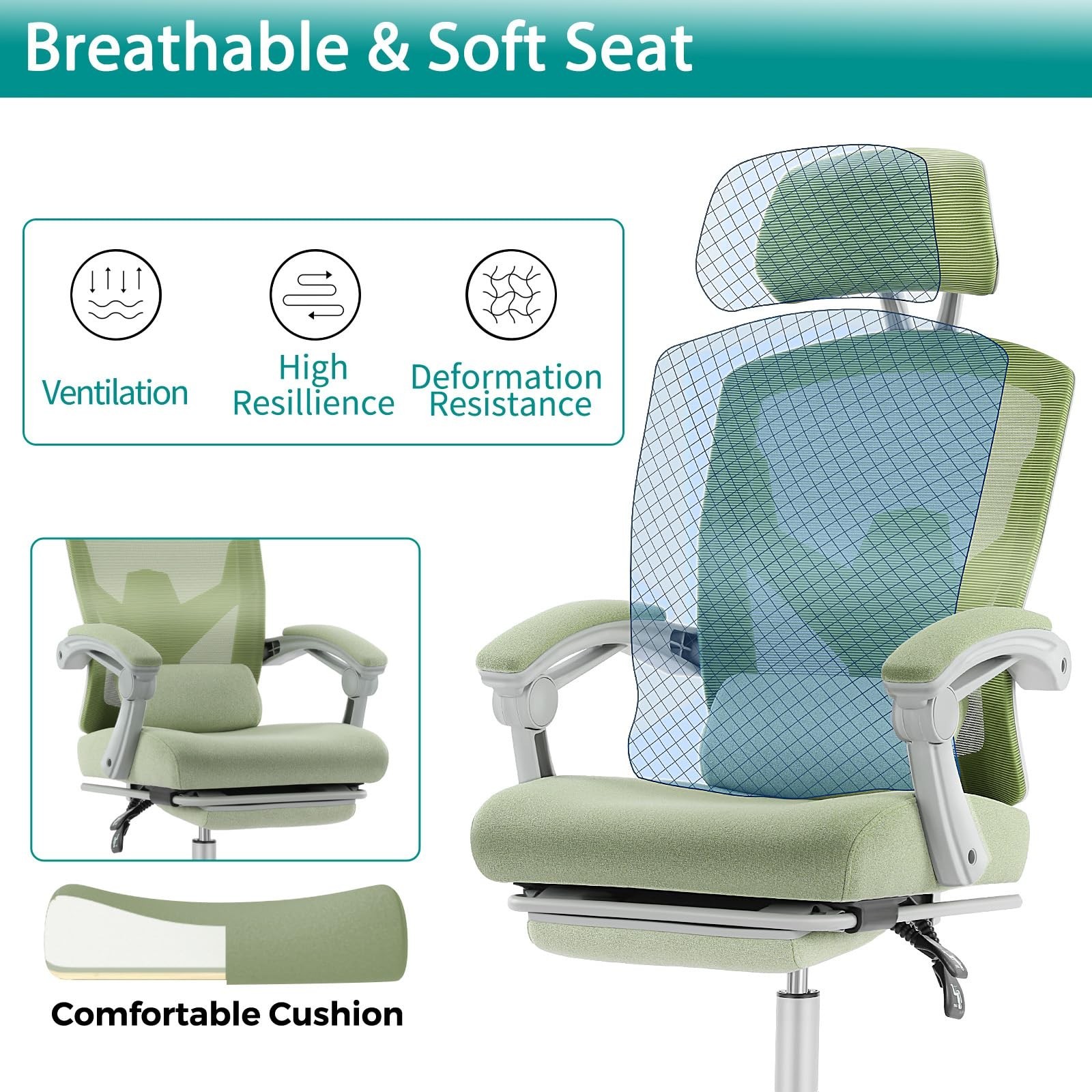 DUMOS Office Desk Chair with Footrest Ergonomic Gaming Chair for Adults Compu…