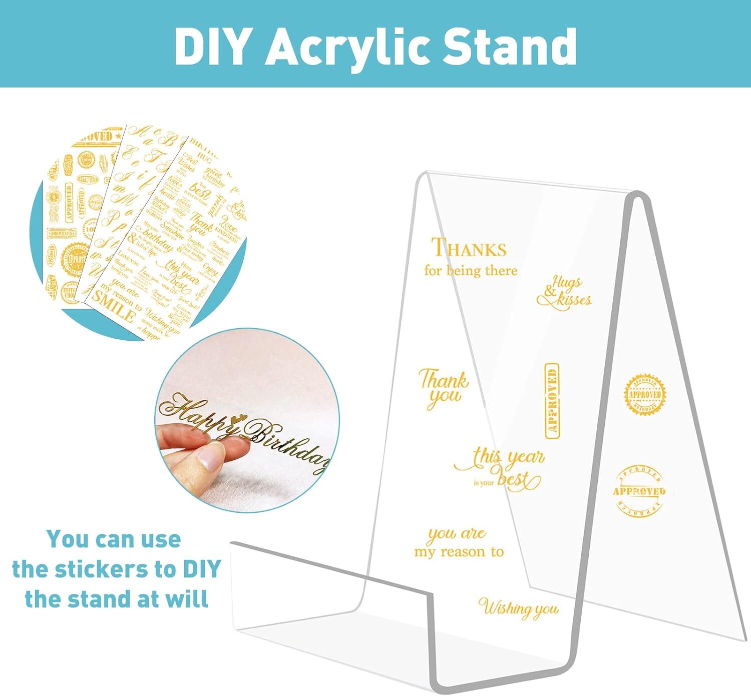 6 Pack Acrylic Book Stand Clear Easel Stand for Display Book Display Holder Tool