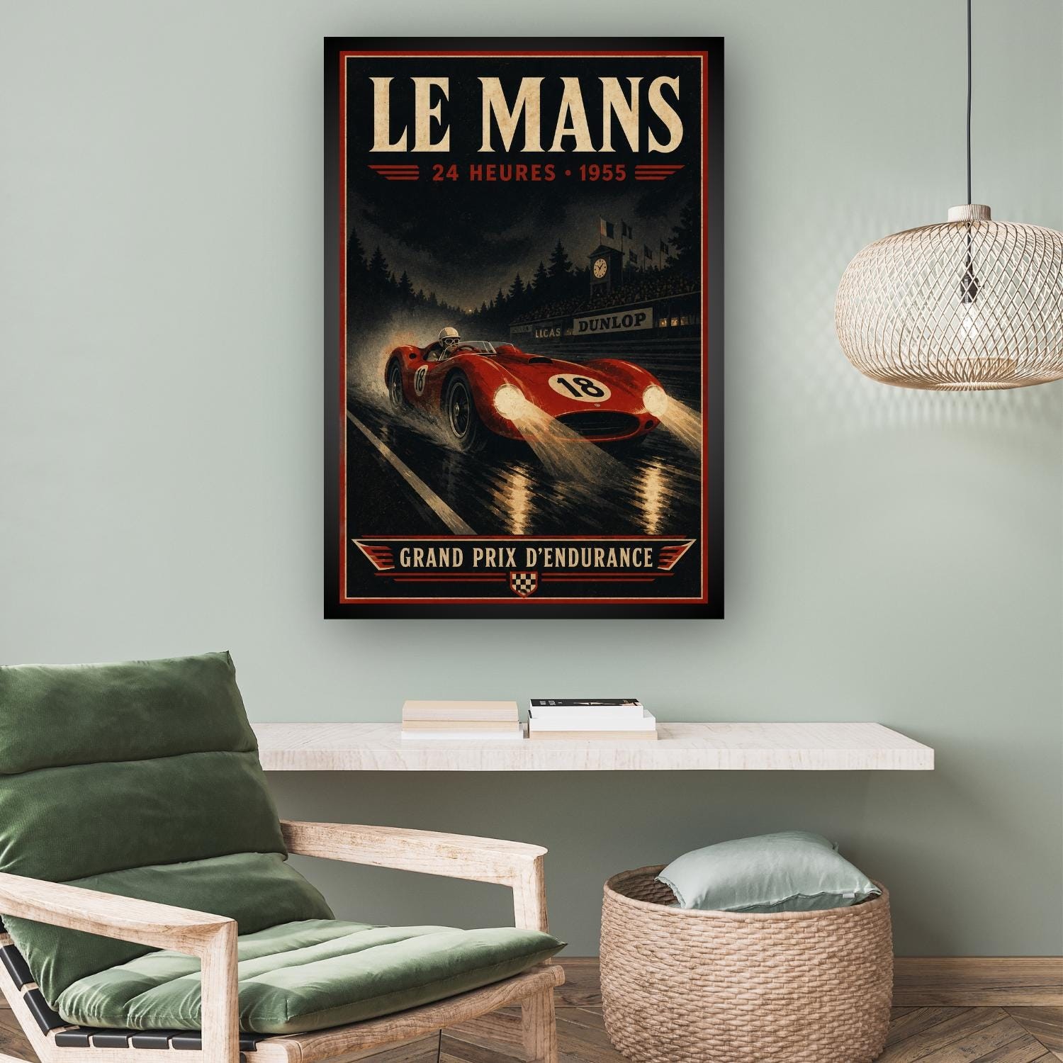 Le Mans 1955 Vintage Race Car Print – Retro Motorsport Wall Art Poster