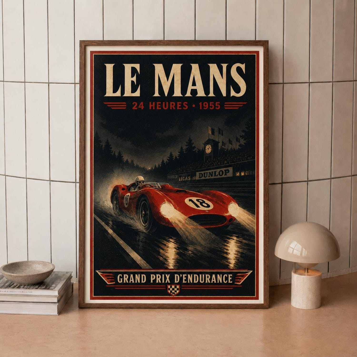Le Mans 1955 Vintage Race Car Print – Retro Motorsport Wall Art Poster