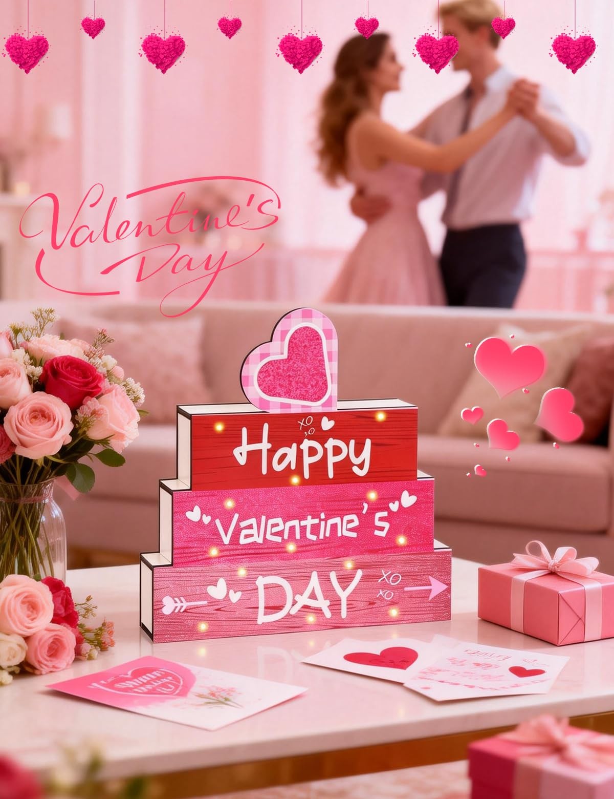Valentine’s 0.1 inches (L) x (W) x 0.5 (H), Red and Pink